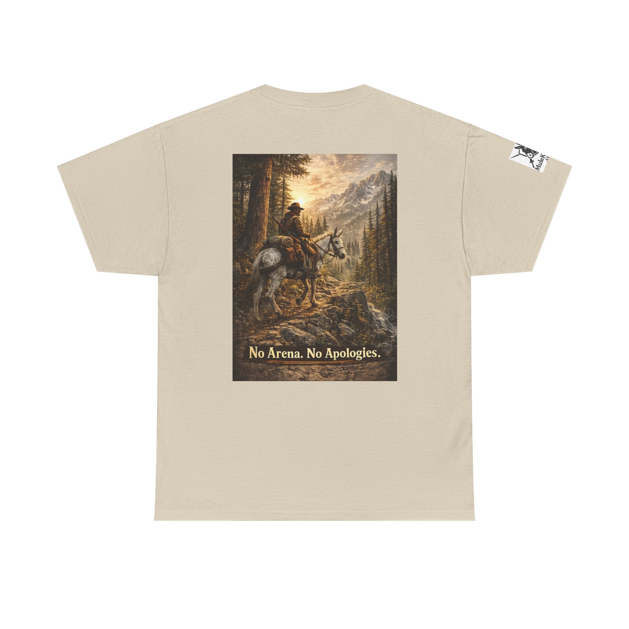 T-Shirt — 'No Arena. No Apologies.' Western Cowboy Scenic Graphic Tee