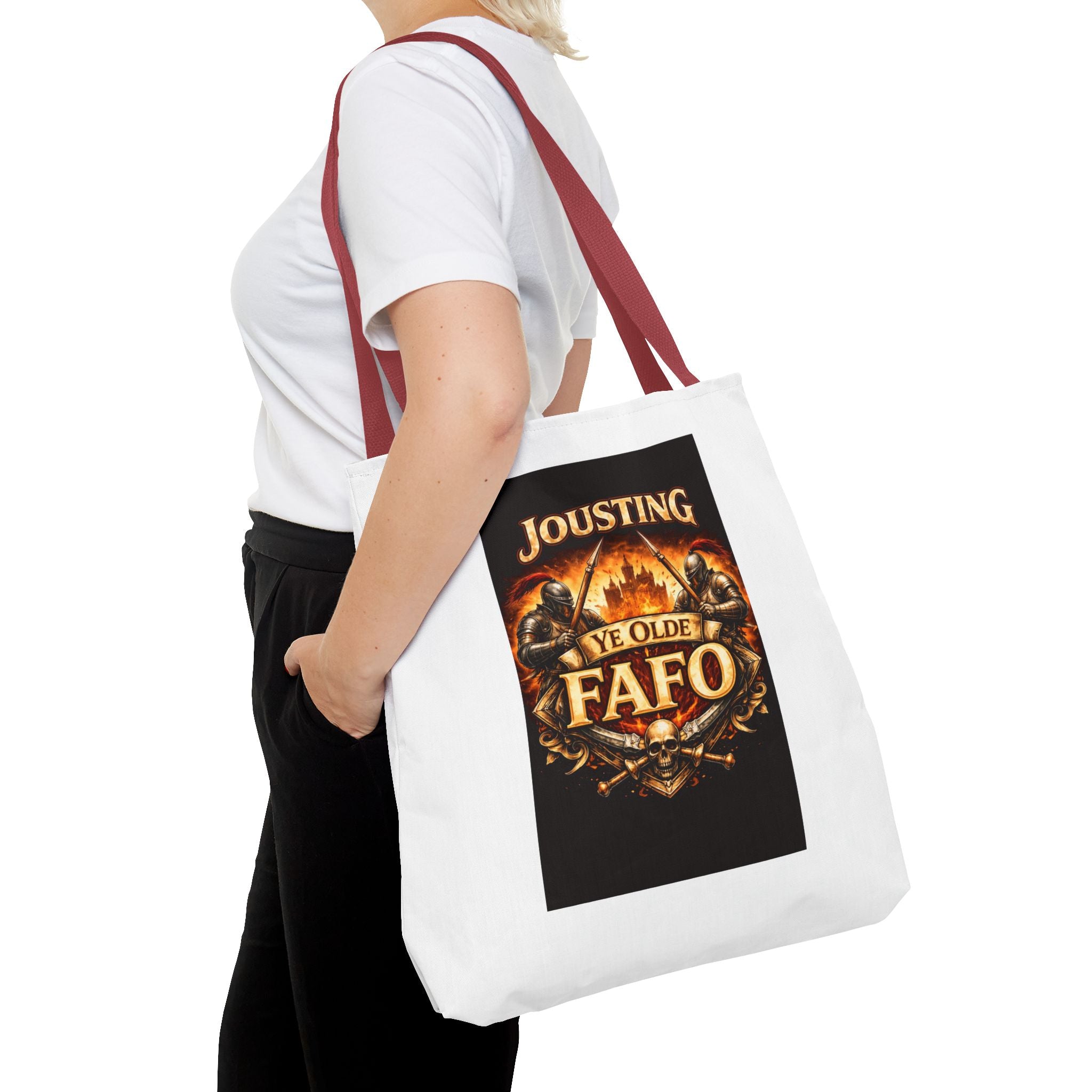 Tote Bag — "Jousting Ye Olde Fafo" Medieval Knight Graphic Tote