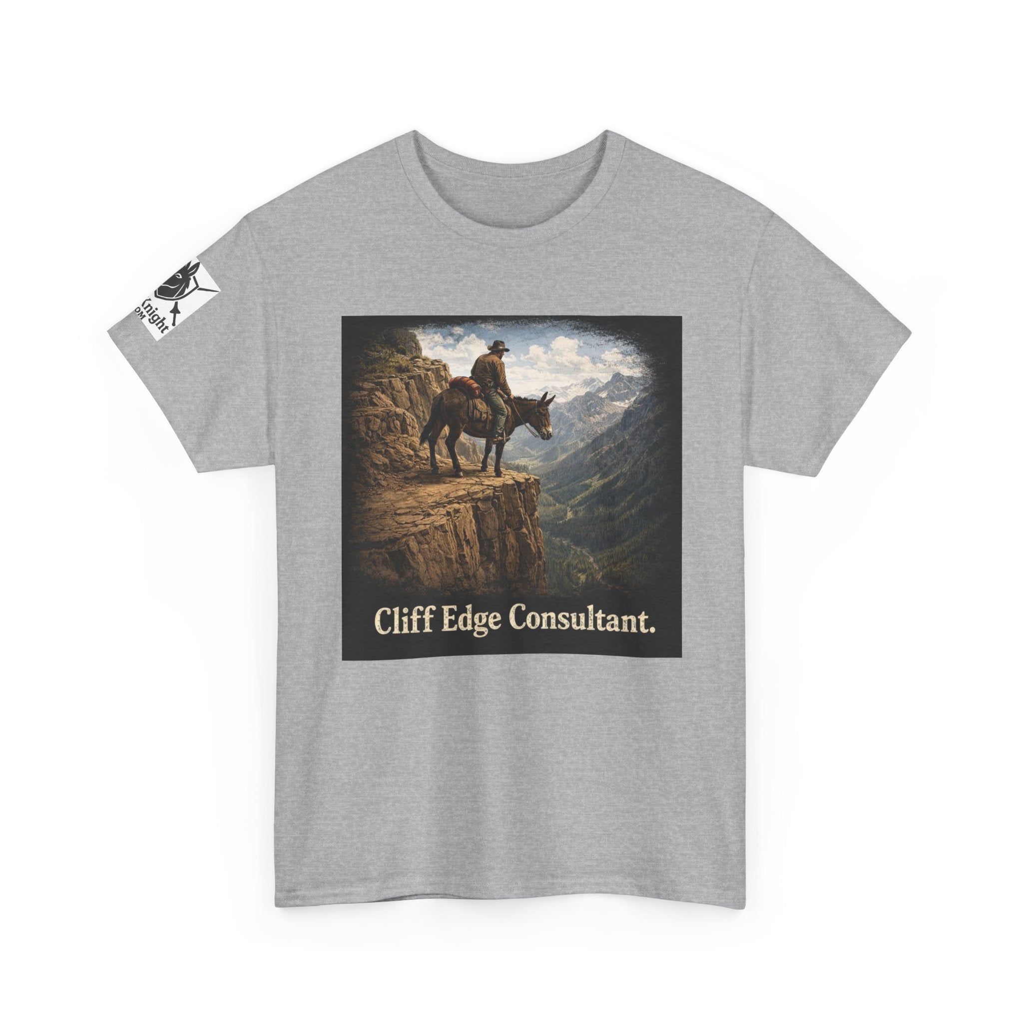 Mule Cliff Edge Consultant T-Shirt — Cowboy Landscape Graphic Tee