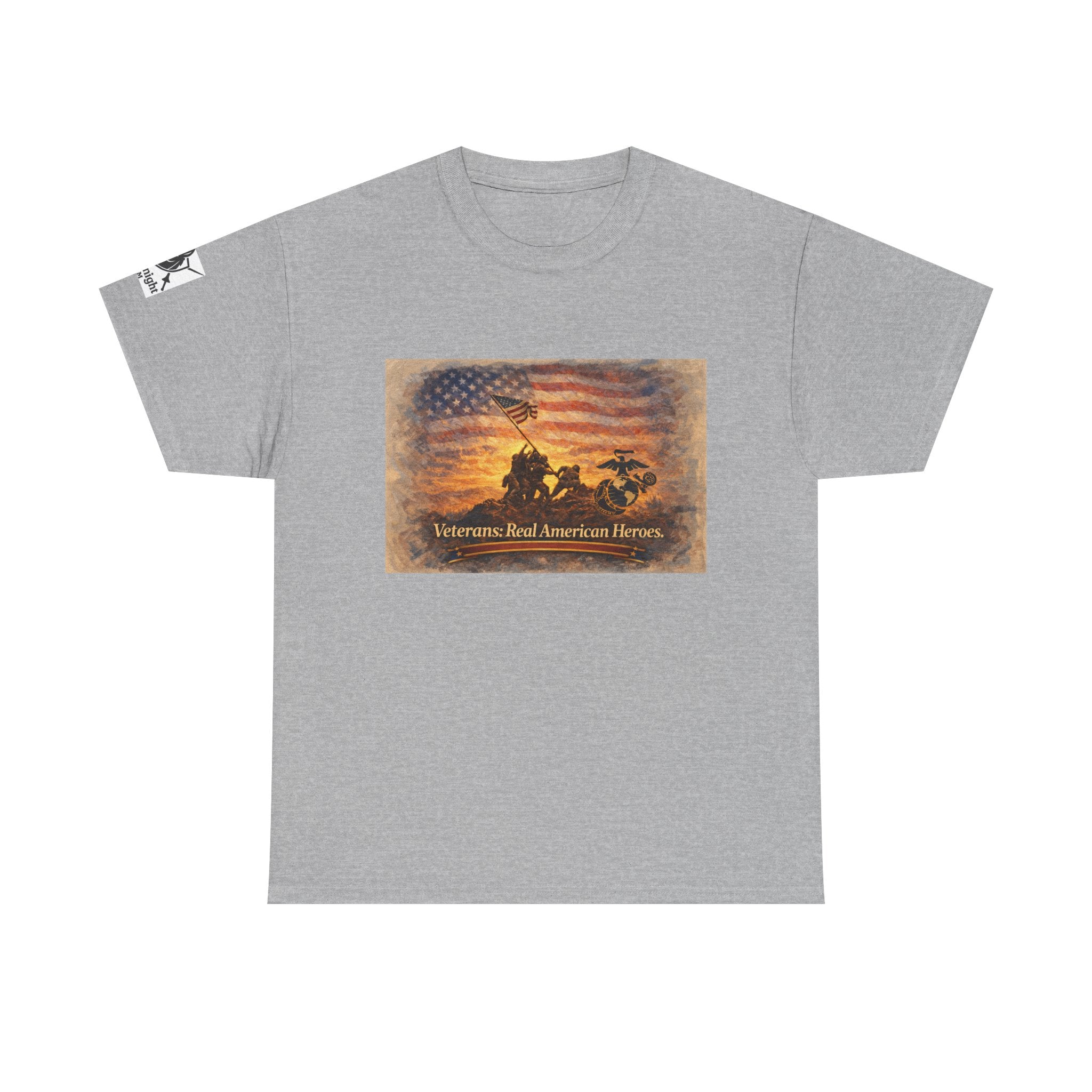 USA Flag Graphic Tee - "Veterans - Real American Heroes!"