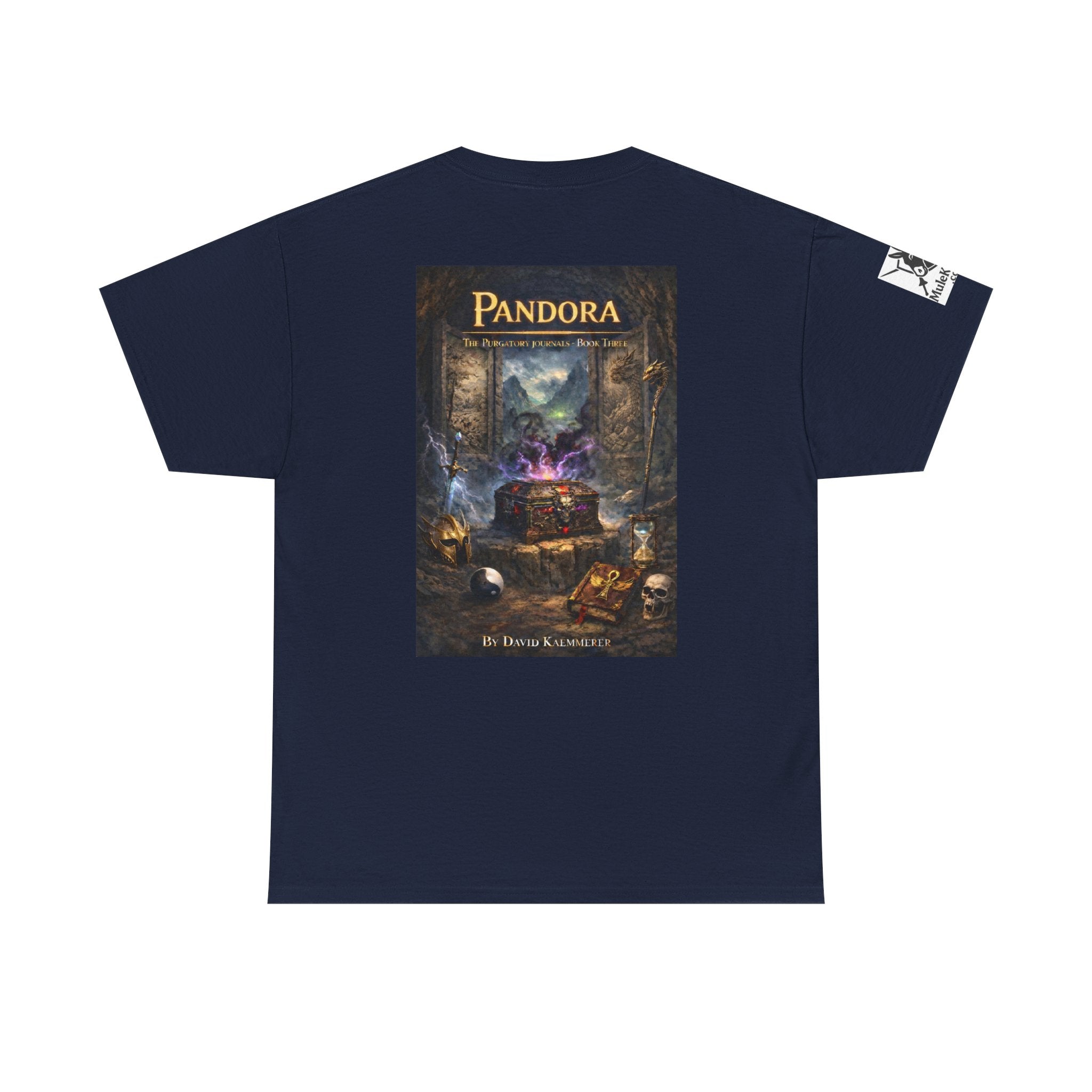 Pandora Summoning on Front - Pandora book cover on back -Purgatory Journals Book 3 -   Fantasy Novel tee