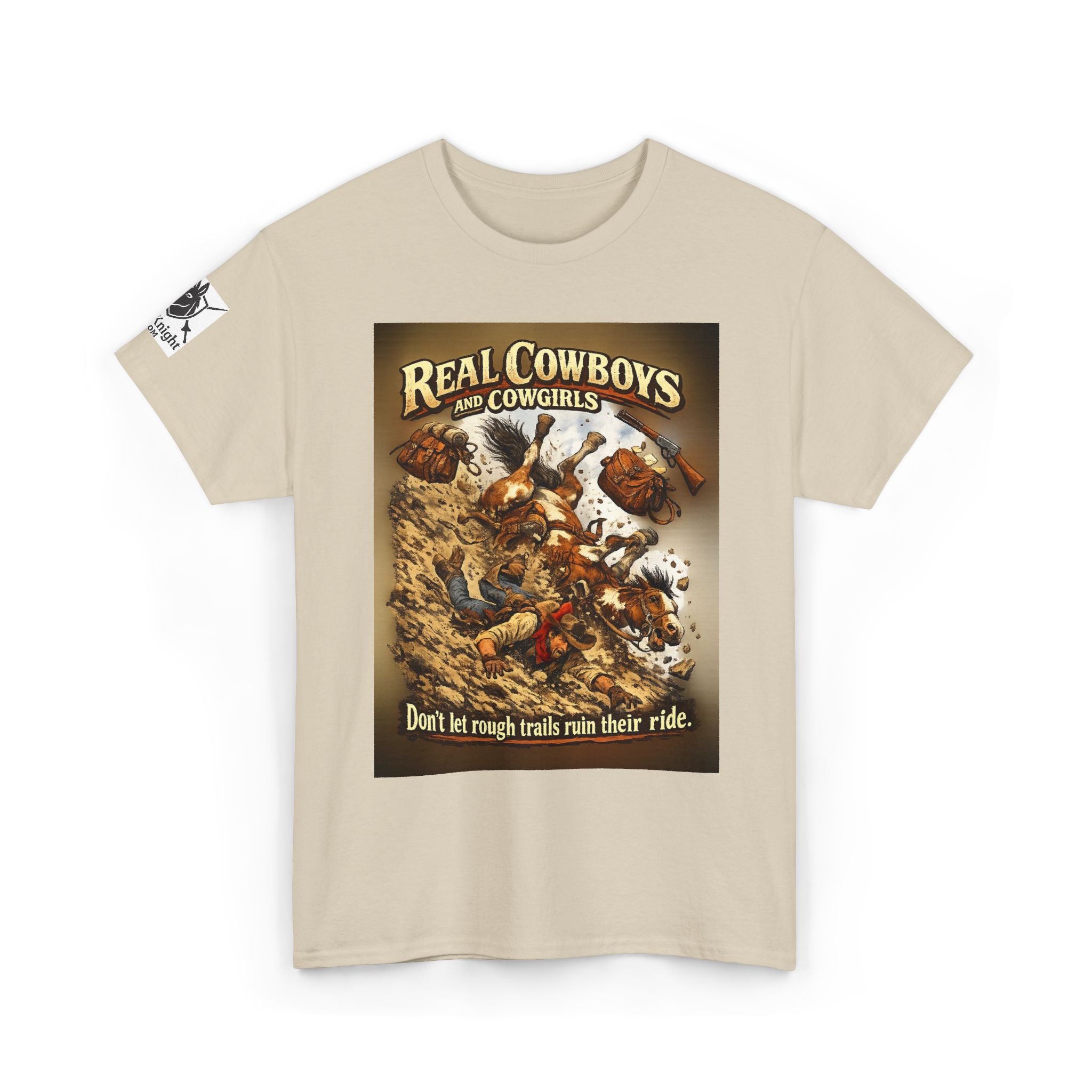 Cowboy Rodeo T‑Shirt — “Real Cowboys and Cowgirls - Dont let rough trails ruin thier ride.” Vintage Rodeo Graphic