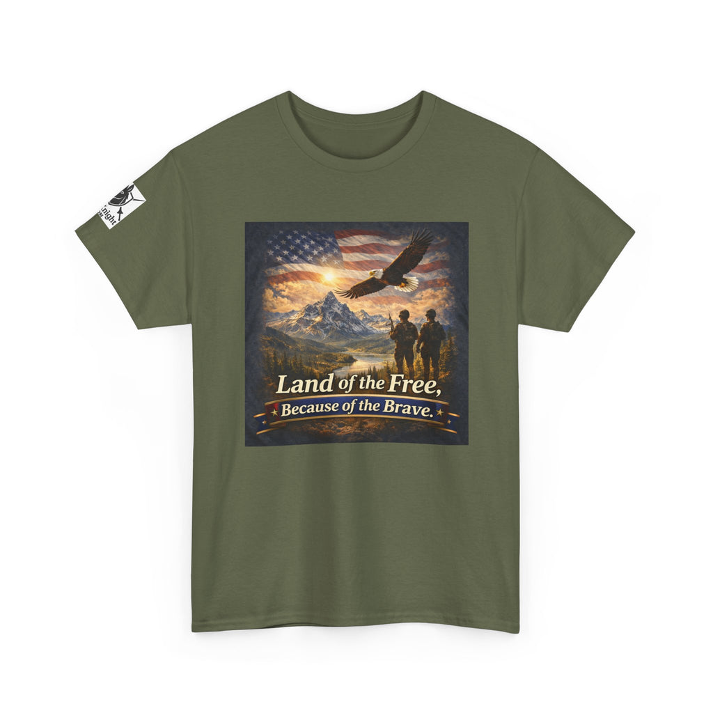 USA Flag Graphic Tee - "Land of the Free -Because of the Brave!"