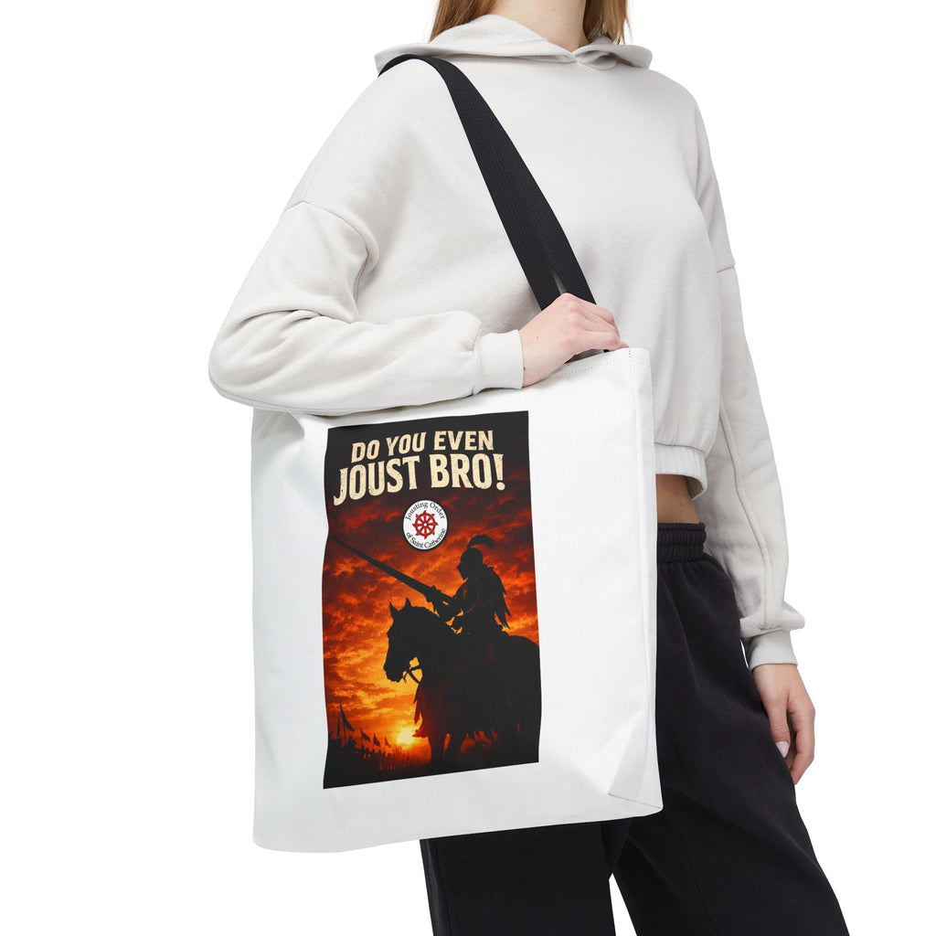 Do You Even Joust Bro! Tote Bag – Medieval Knight Silhouette Sunset Tote for Renaissance Fair Fans