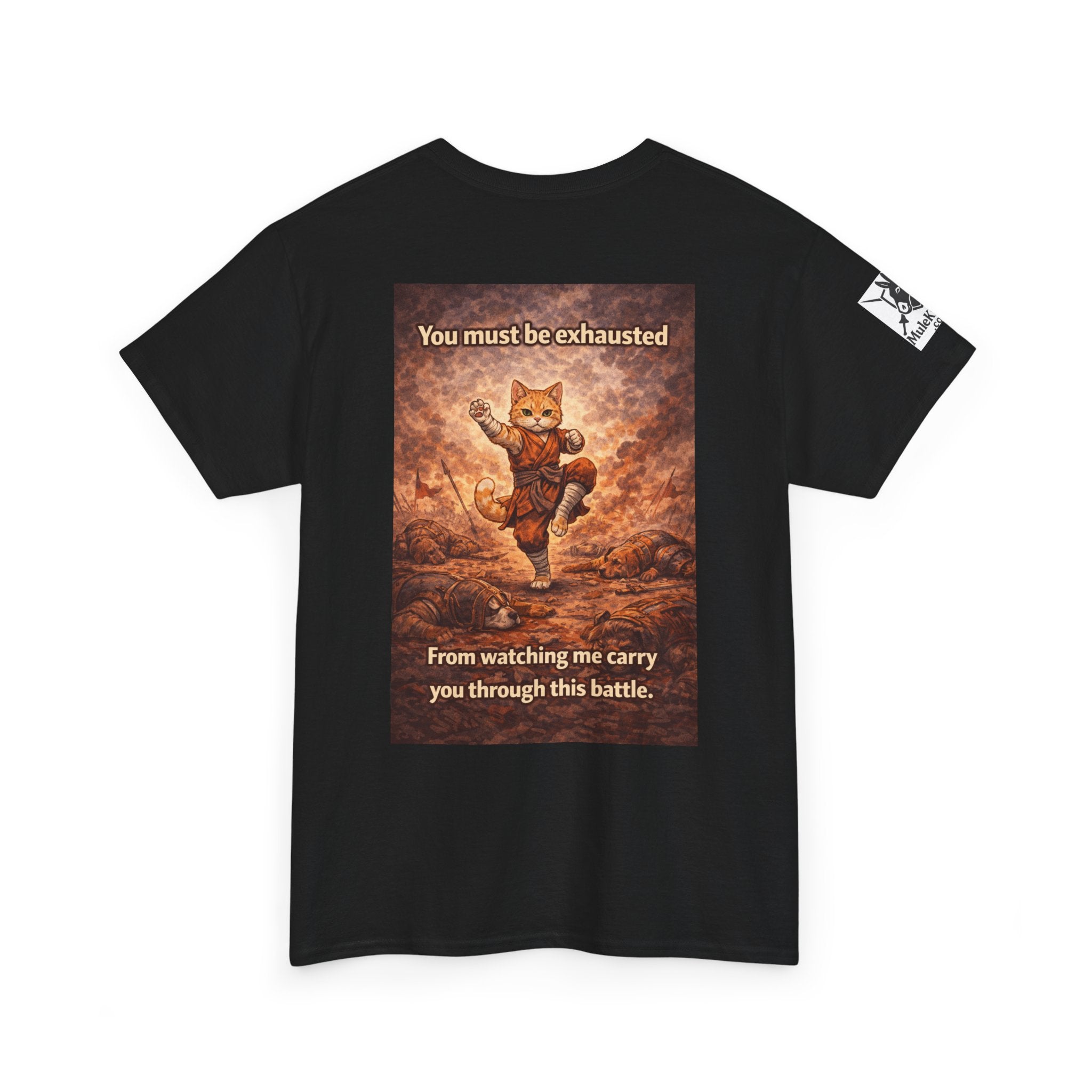 Gaming Tee— Kitty Monk "You must be exhausted from watching me carry you through this battle!" Funny tee