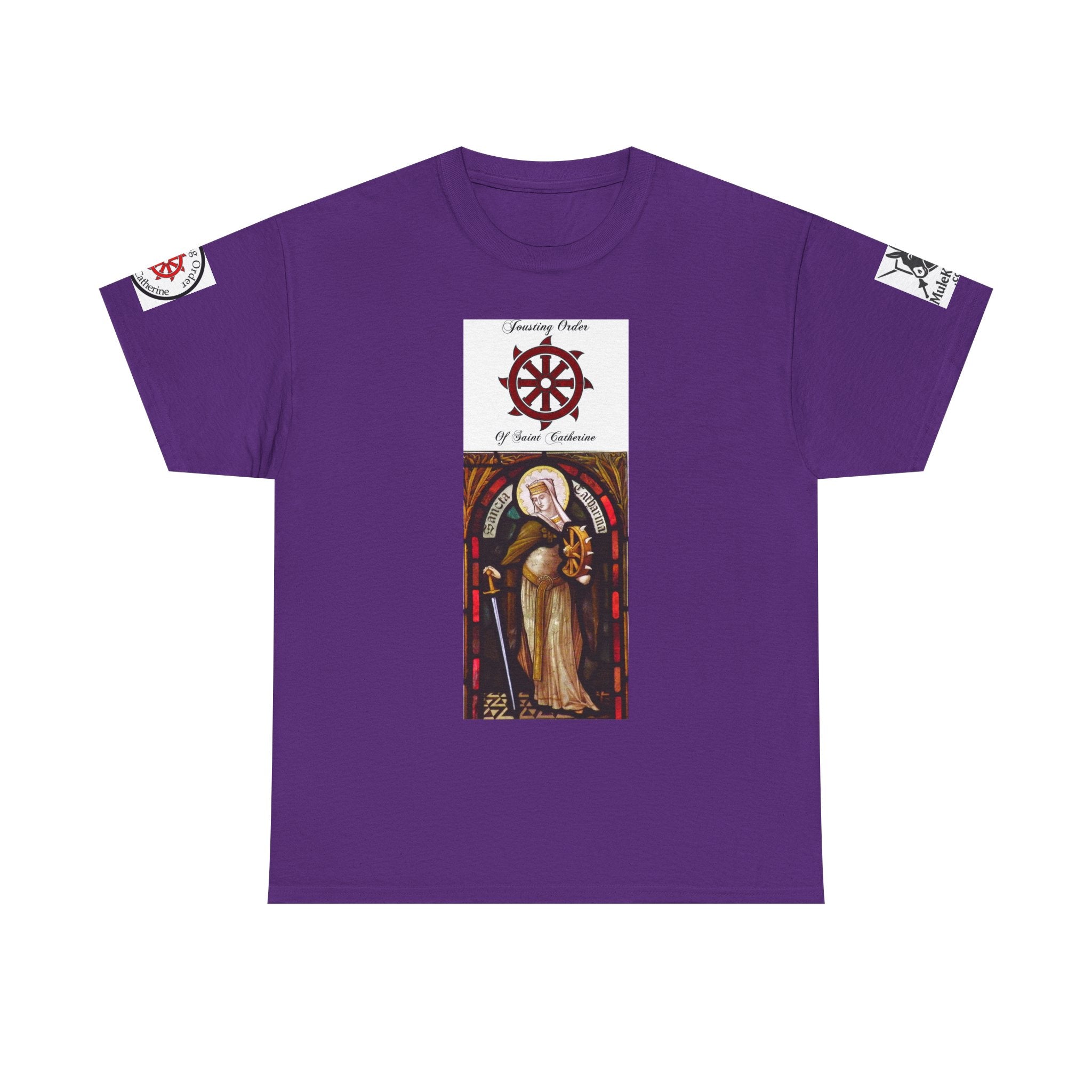 Saint Catherine Jousting Order  Tee — Vintage Stained Glass Saint/Jousting T‑Shirt