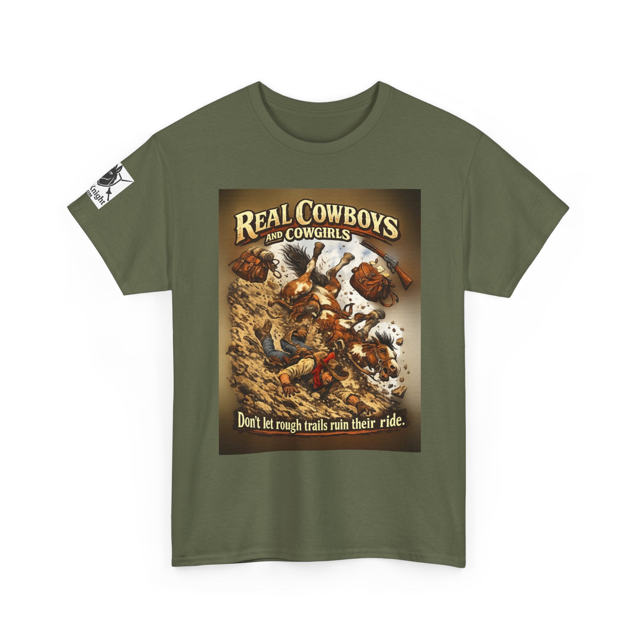 Cowboy Rodeo T‑Shirt — “Real Cowboys and Cowgirls - Dont let rough trails ruin thier ride.” Vintage Rodeo Graphic