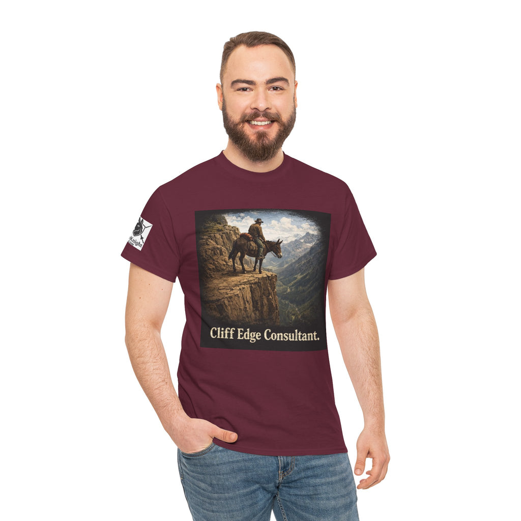 Mule Cliff Edge Consultant T-Shirt — Cowboy Landscape Graphic Tee