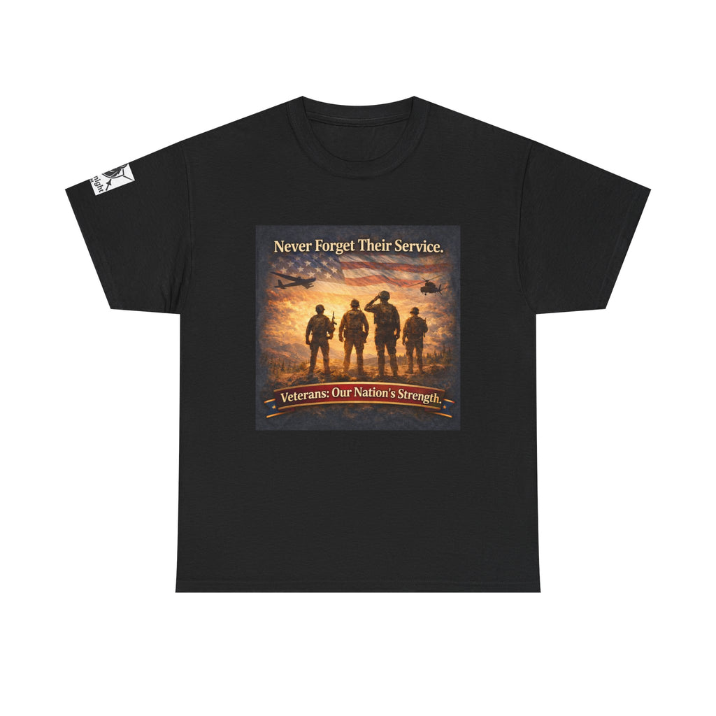 USA Flag Graphic Tee - "Never Forget their Service -Veterens our nations strength!"