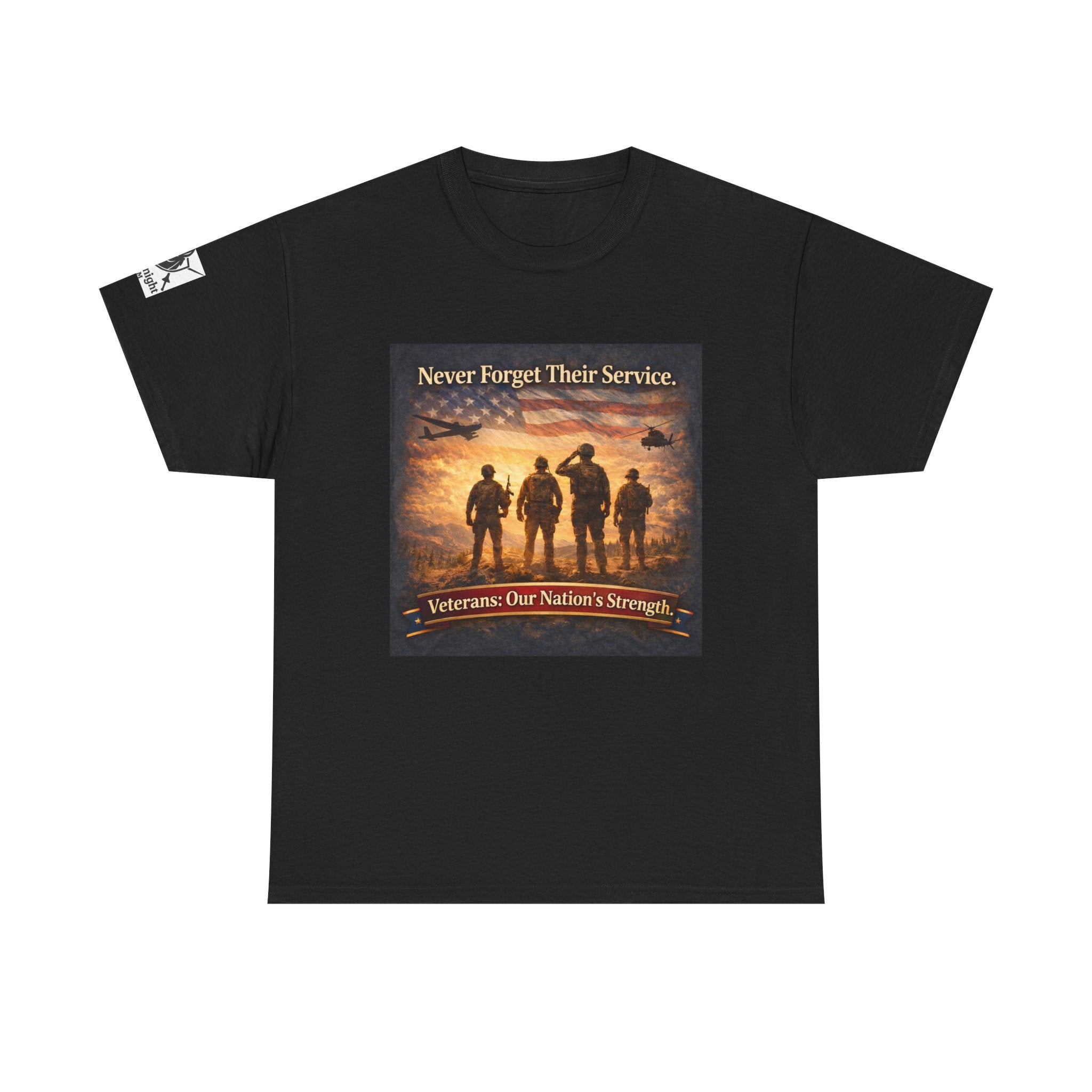 USA Flag Graphic Tee - "Never Forget their Service -Veterens our nations strength!"