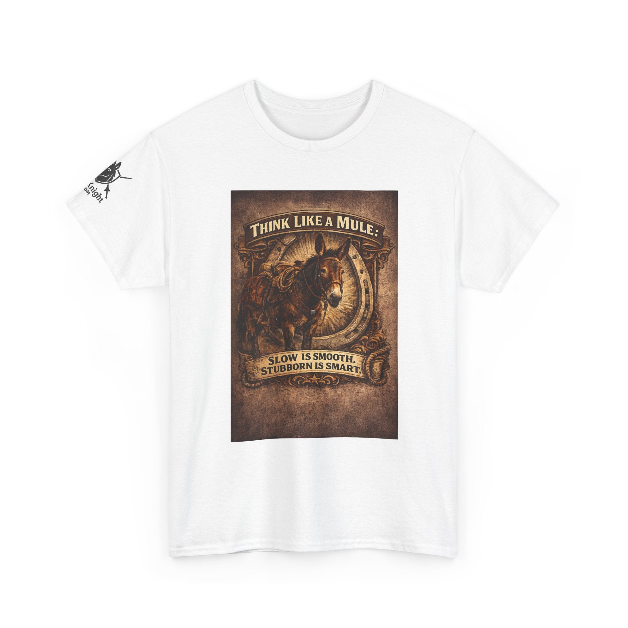 Think Like a Mule T-Shirt – Rustic Horseshoe Cowboy Western Tee