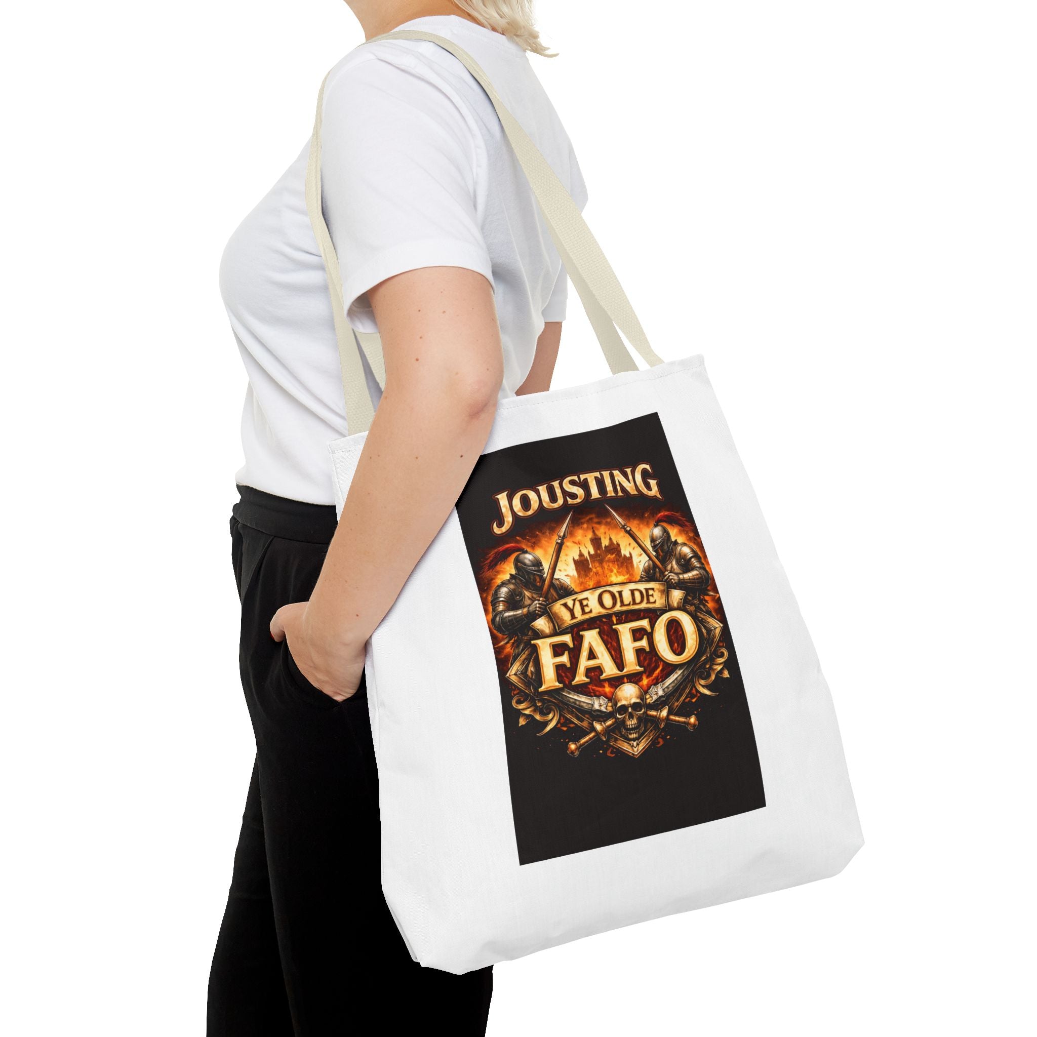 Tote Bag — "Jousting Ye Olde Fafo" Medieval Knight Graphic Tote