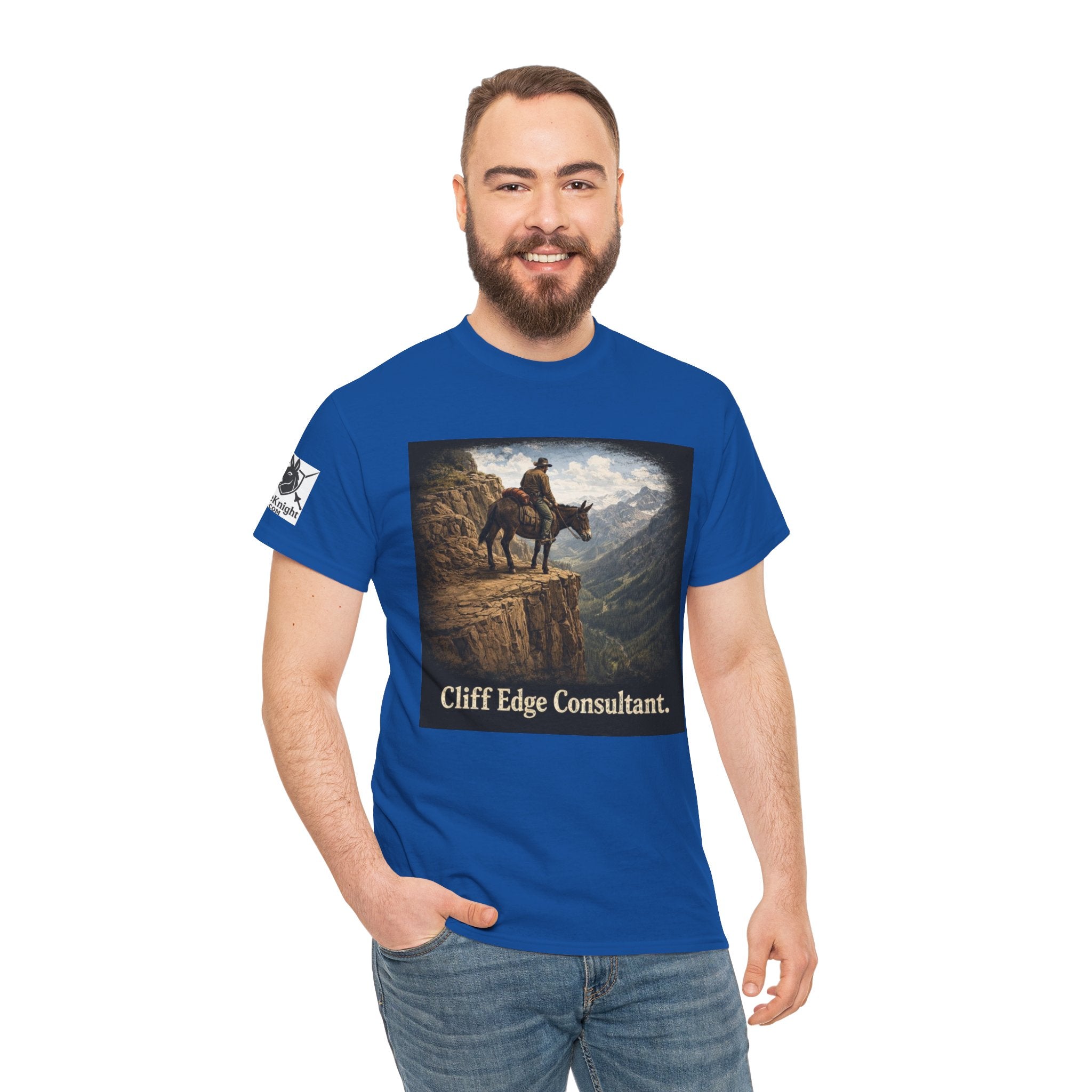 Mule Cliff Edge Consultant T-Shirt — Cowboy Landscape Graphic Tee
