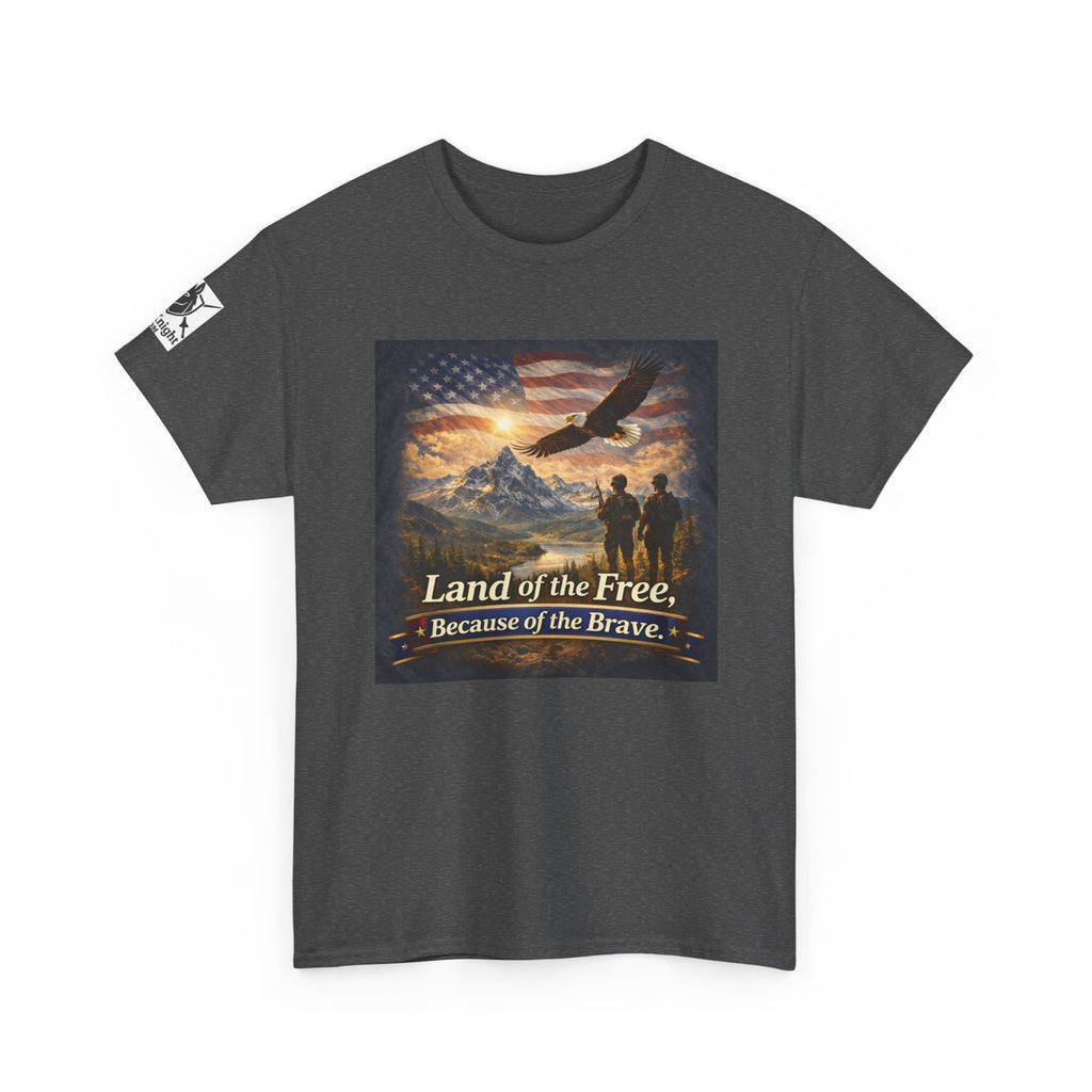 USA Flag Graphic Tee - "Land of the Free -Because of the Brave!"