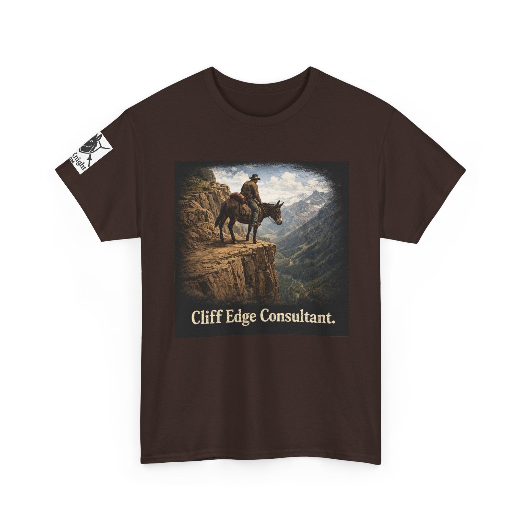 Mule Cliff Edge Consultant T-Shirt — Cowboy Landscape Graphic Tee