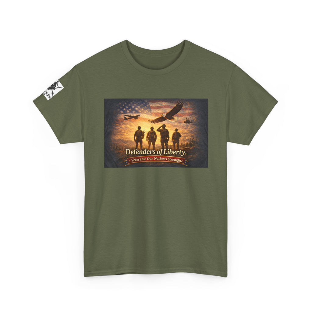 USA Flag Graphic Tee - "Defenders of Liberty -Veterans our nations strength!"