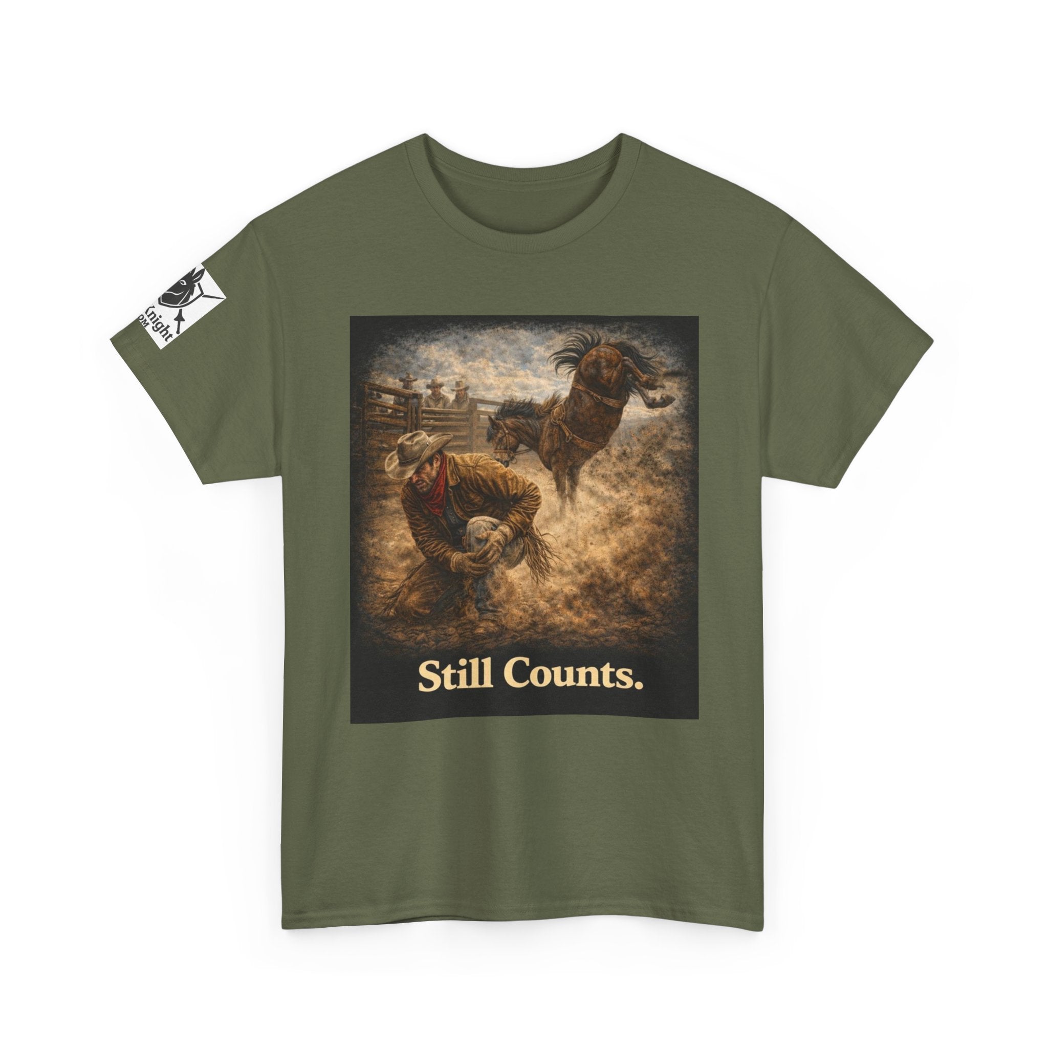 Rodeo Still Counts T-Shirt — Cowboy Landscape Graphic Tee