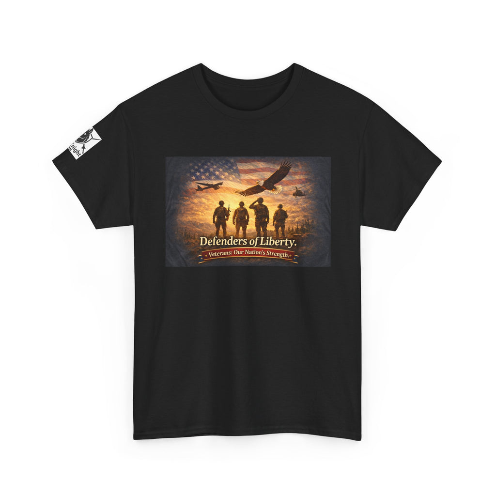 USA Flag Graphic Tee - "Defenders of Liberty -Veterans our nations strength!"