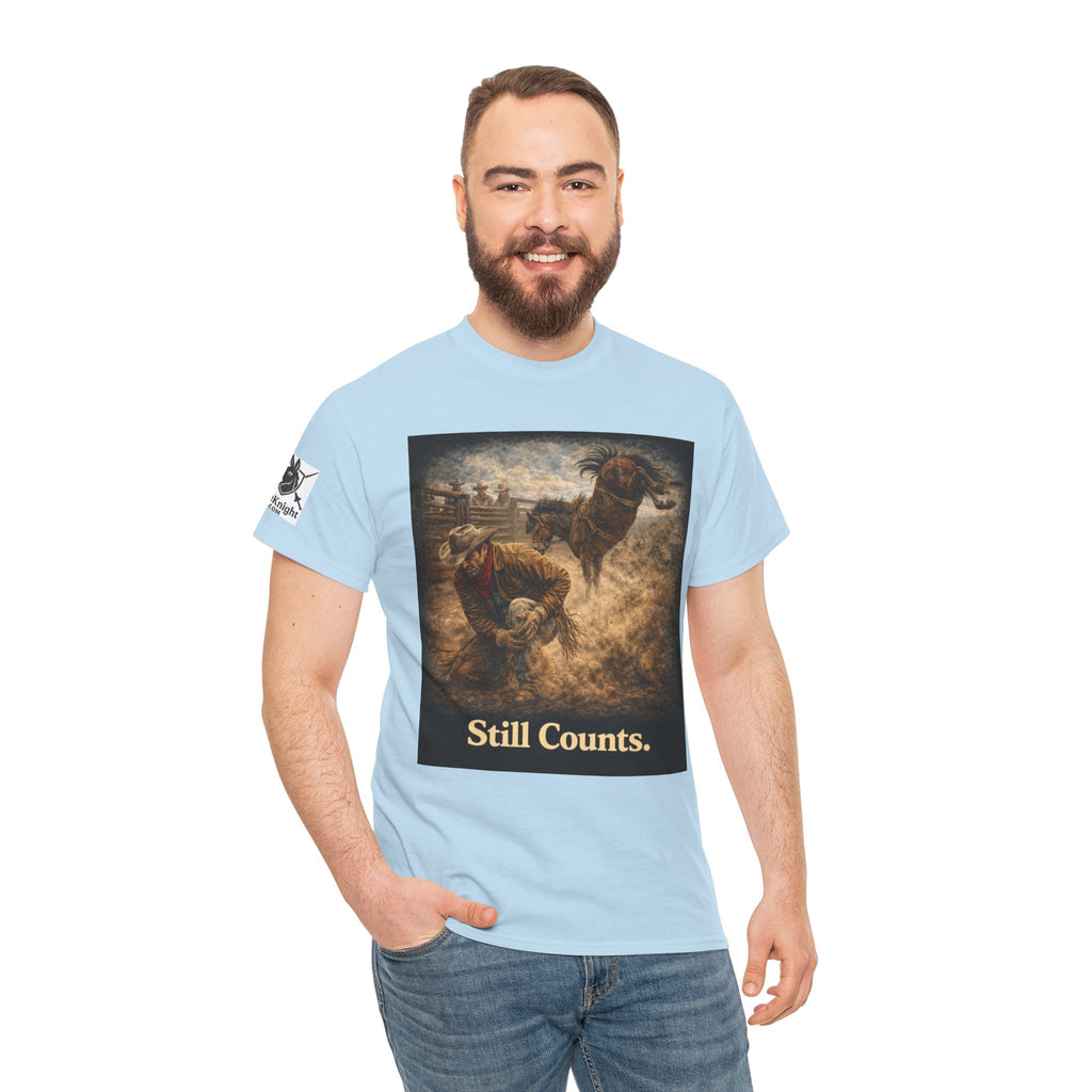 Rodeo Still Counts T-Shirt — Cowboy Landscape Graphic Tee