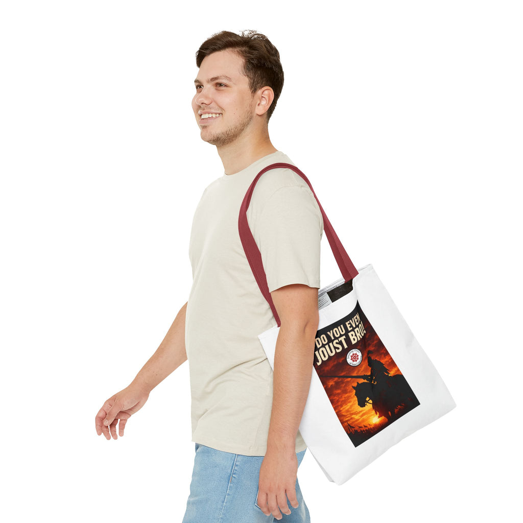 Do You Even Joust Bro! Tote Bag – Medieval Knight Silhouette Sunset Tote for Renaissance Fair Fans