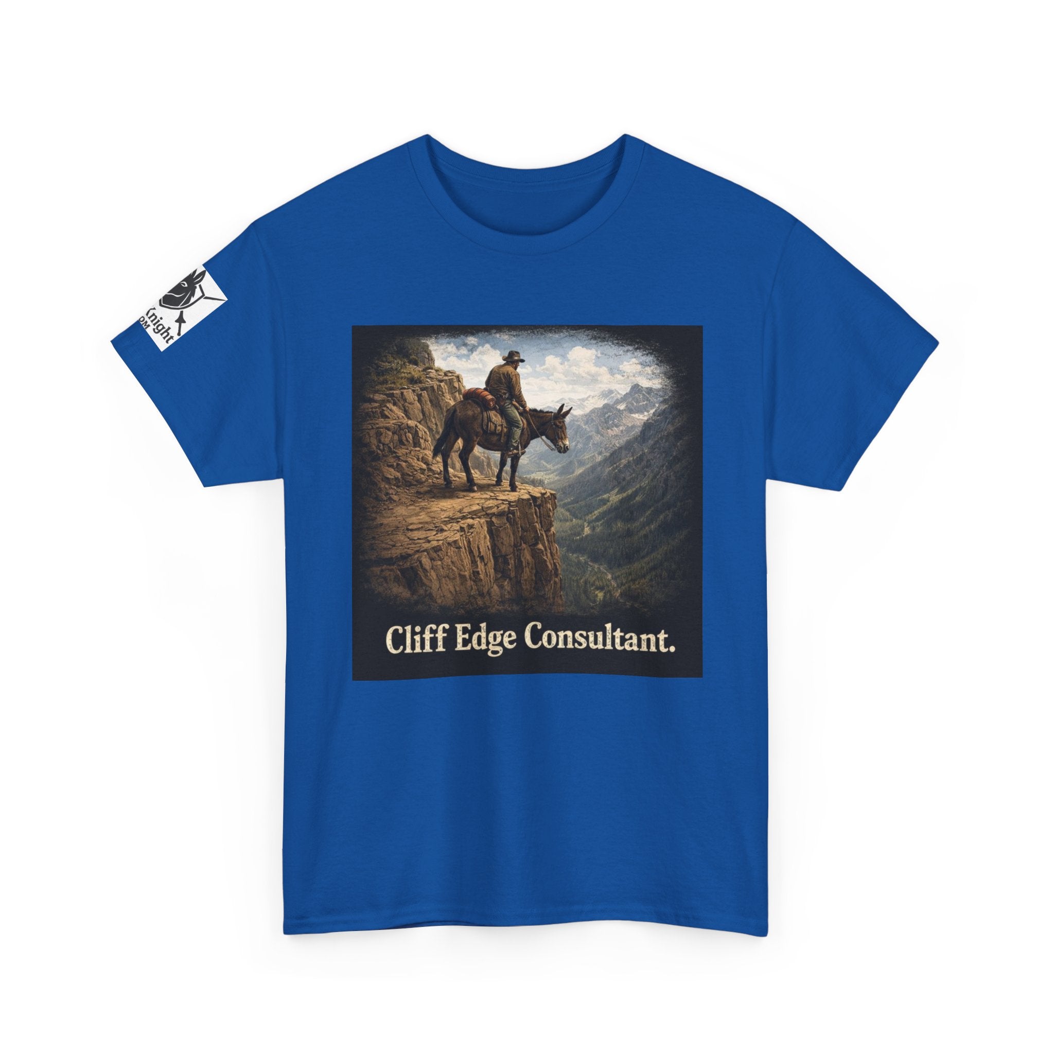 Mule Cliff Edge Consultant T-Shirt — Cowboy Landscape Graphic Tee
