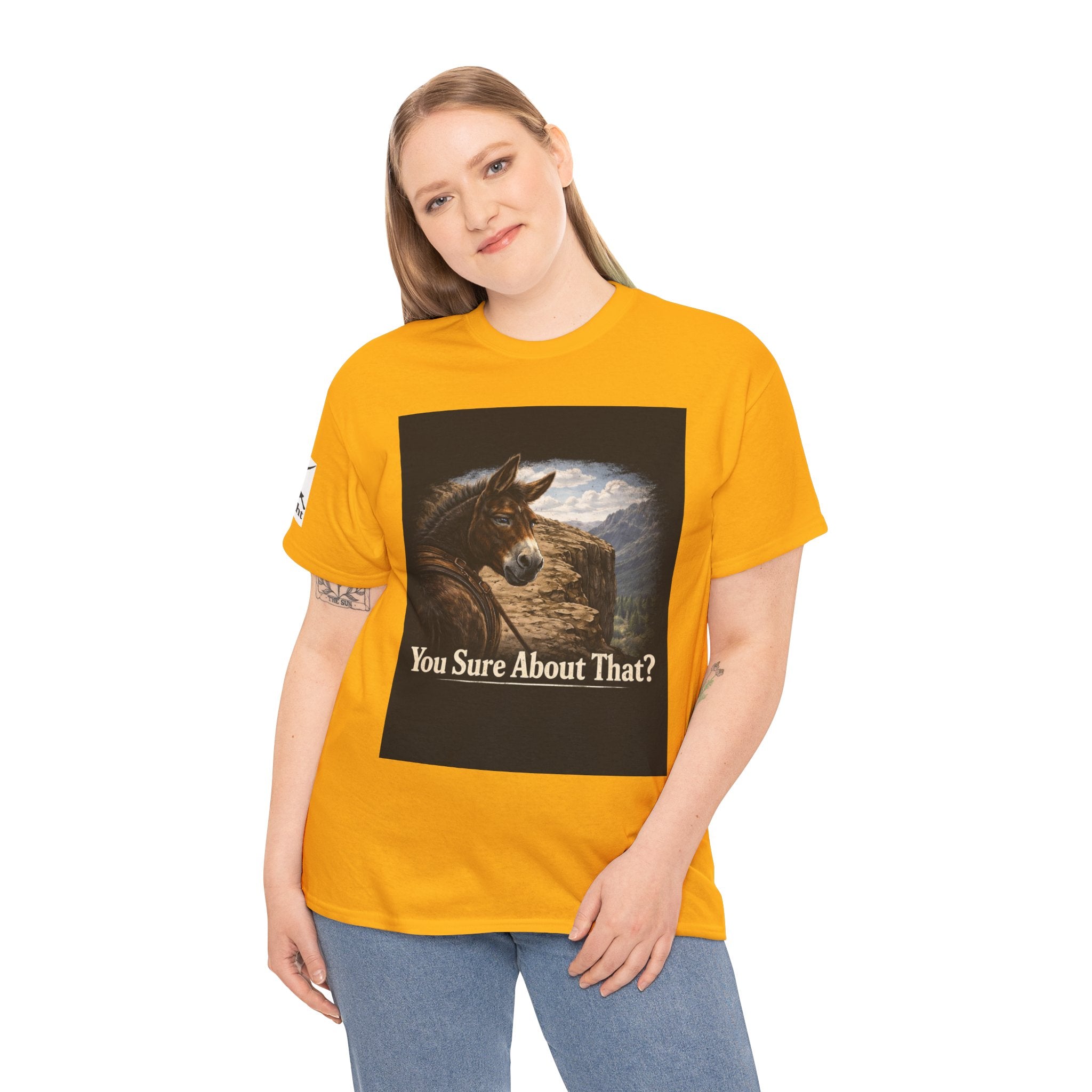 Funny Mule Tee "You Sure About That?" — Humorous Animal Graphic T-Shirt