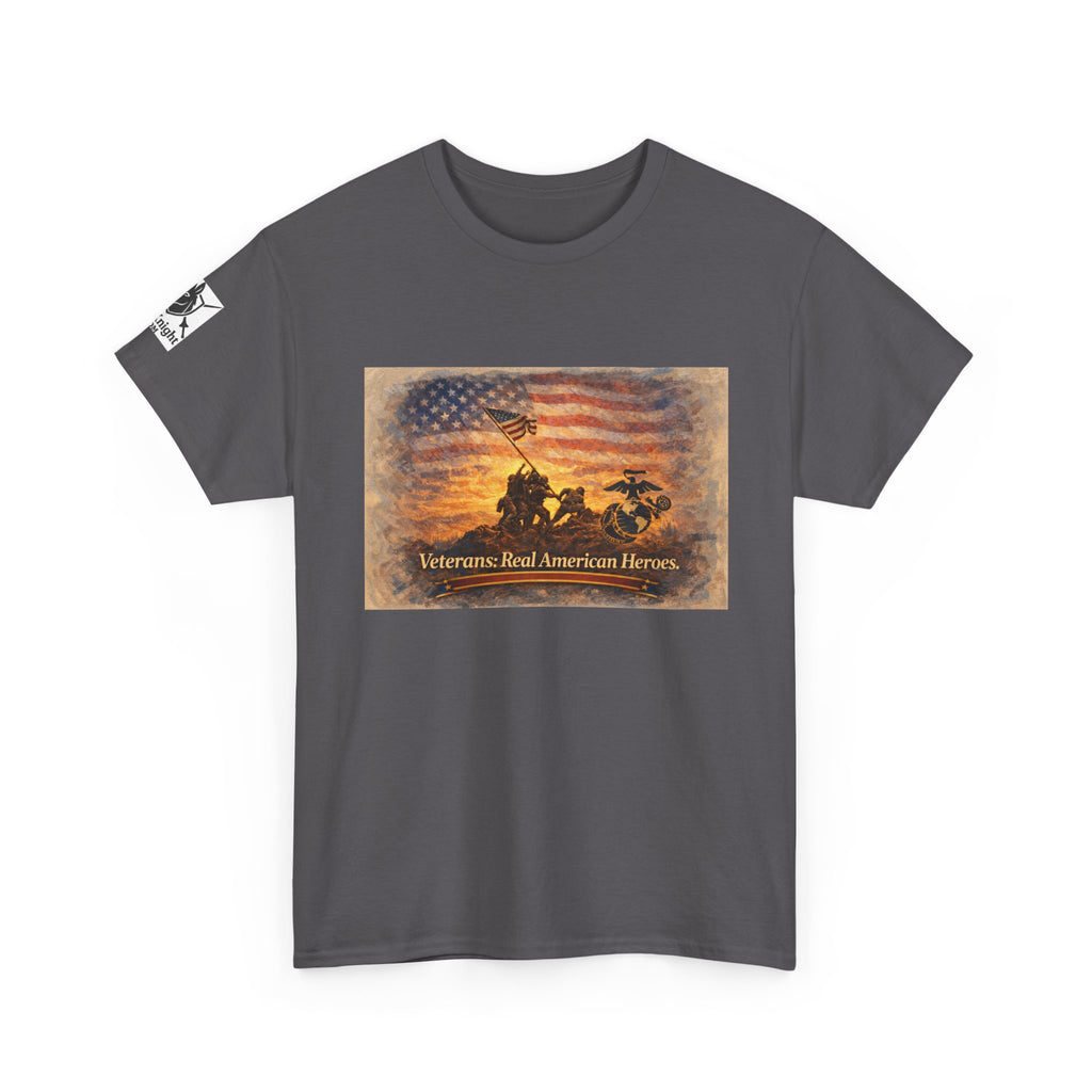 USA Flag Graphic Tee - "Veterans - Real American Heroes!"