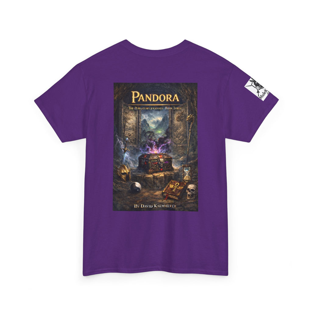 Pandora Bandan and Dog on Front - Pandora book cover on back -Purgatory Journals Book 3 -  Graphic Tee — Fantasy Novel tee