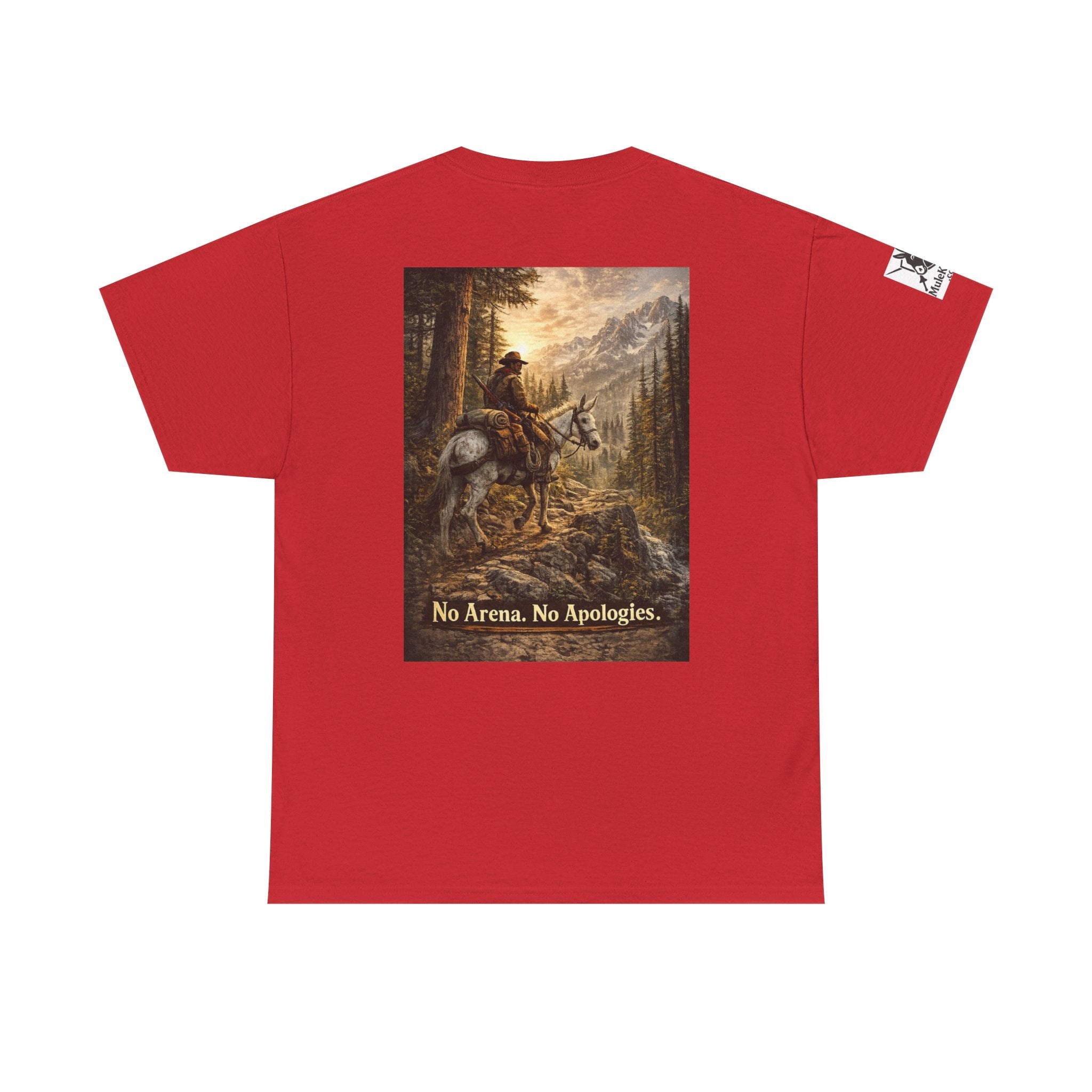 T-Shirt — 'No Arena. No Apologies.' Western Cowboy Scenic Graphic Tee
