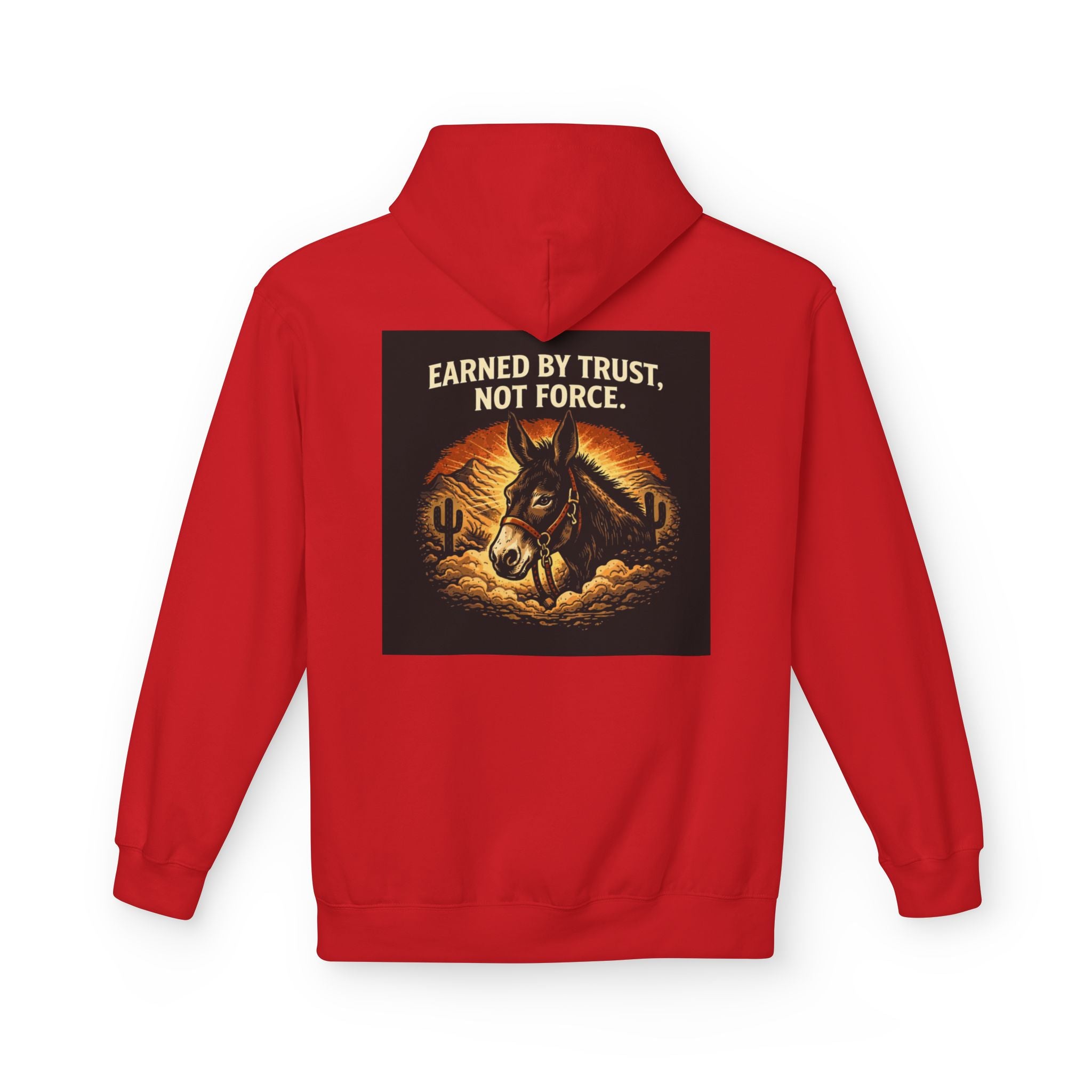 Cowboy Horse Hoodie — "Earned by Trust, Not Force" Western Ranch Pullover