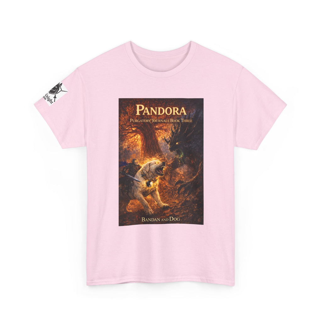 Pandora Bandan and Dog on Front - Pandora book cover on back -Purgatory Journals Book 3 -  Graphic Tee — Fantasy Novel tee