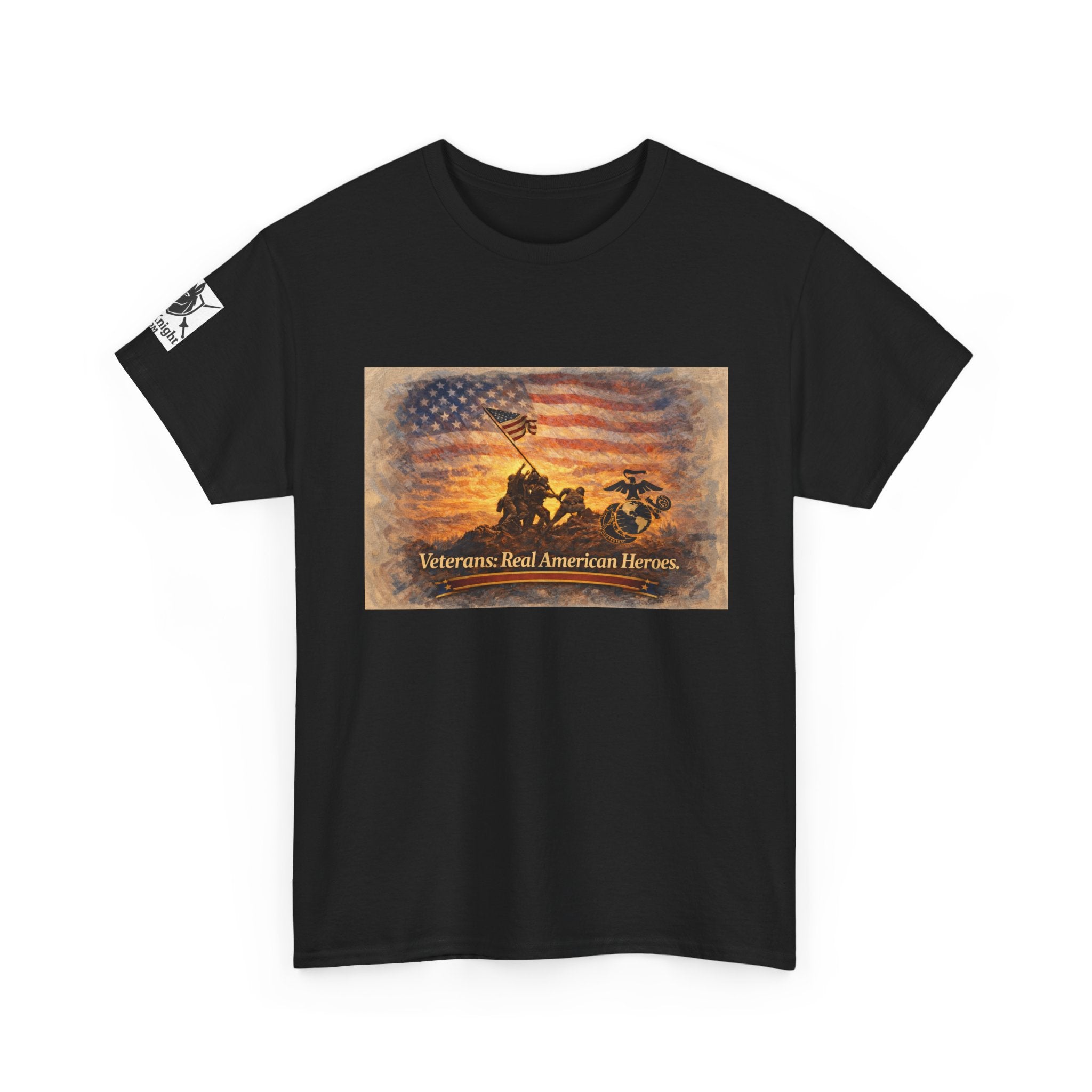USA Flag Graphic Tee - "Veterans - Real American Heroes!"