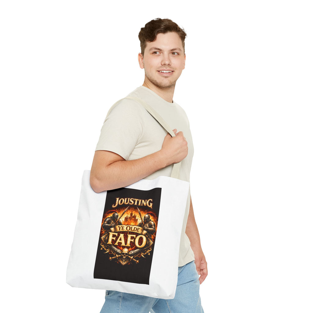 Tote Bag — "Jousting Ye Olde Fafo" Medieval Knight Graphic Tote