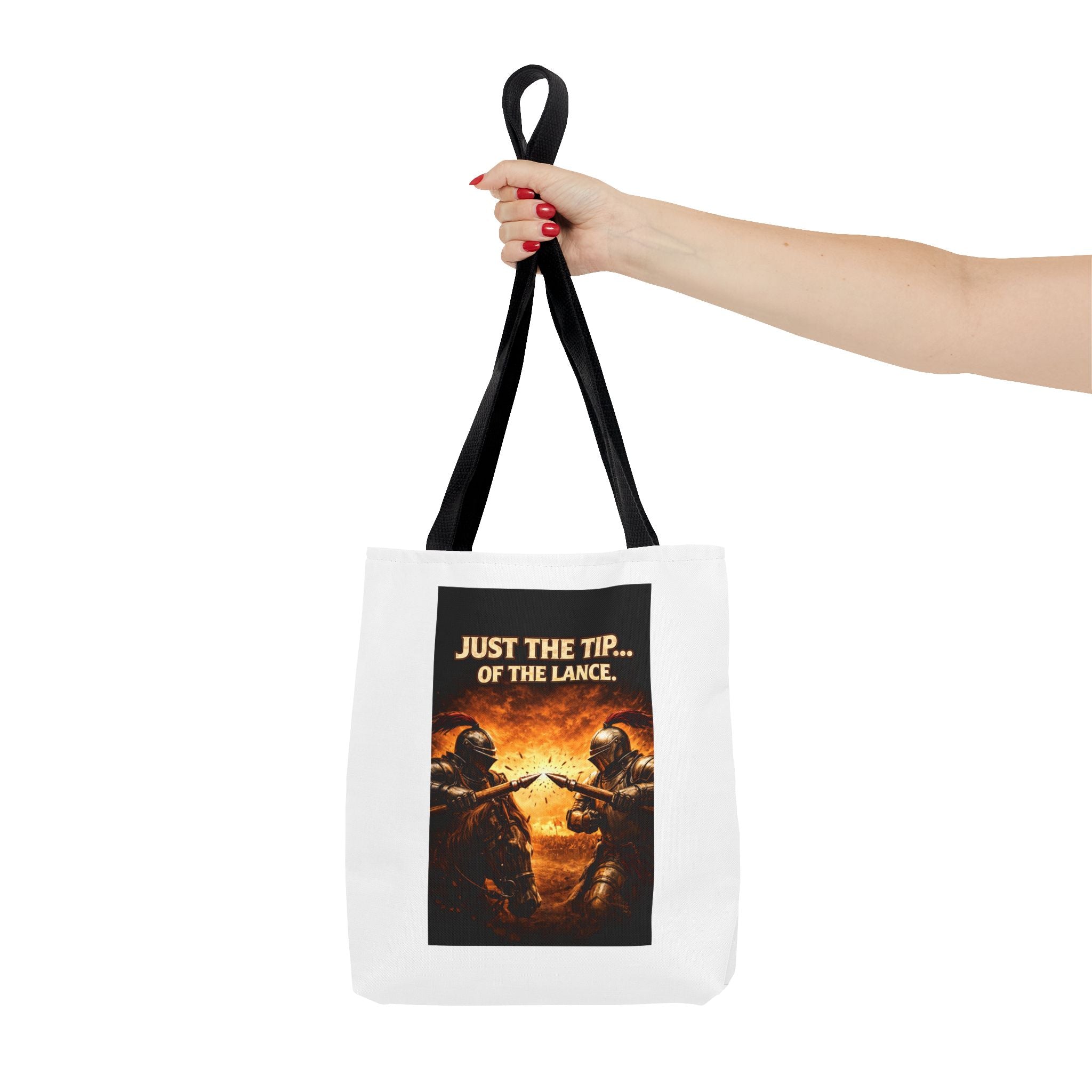 Tote Bag — "Just the Tip of the Lance" Medieval Knight Graphic Tote
