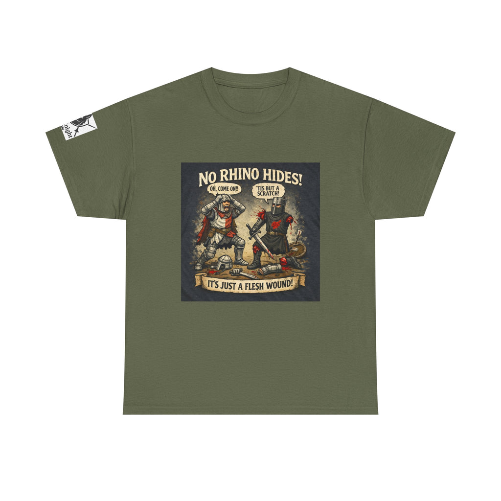 No Rhino Hides Tis but a scratch T-Shirt — Funny Knight Tee
