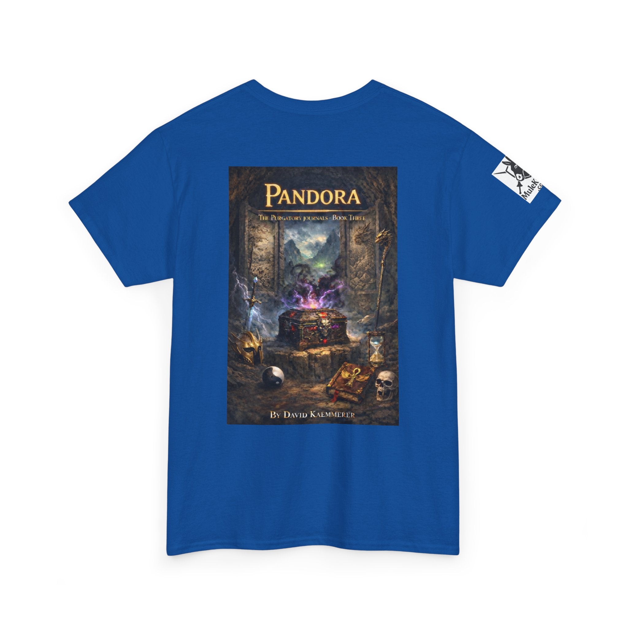 Pandora Bandan and Dog on Front - Pandora book cover on back -Purgatory Journals Book 3 -  Graphic Tee — Fantasy Novel tee