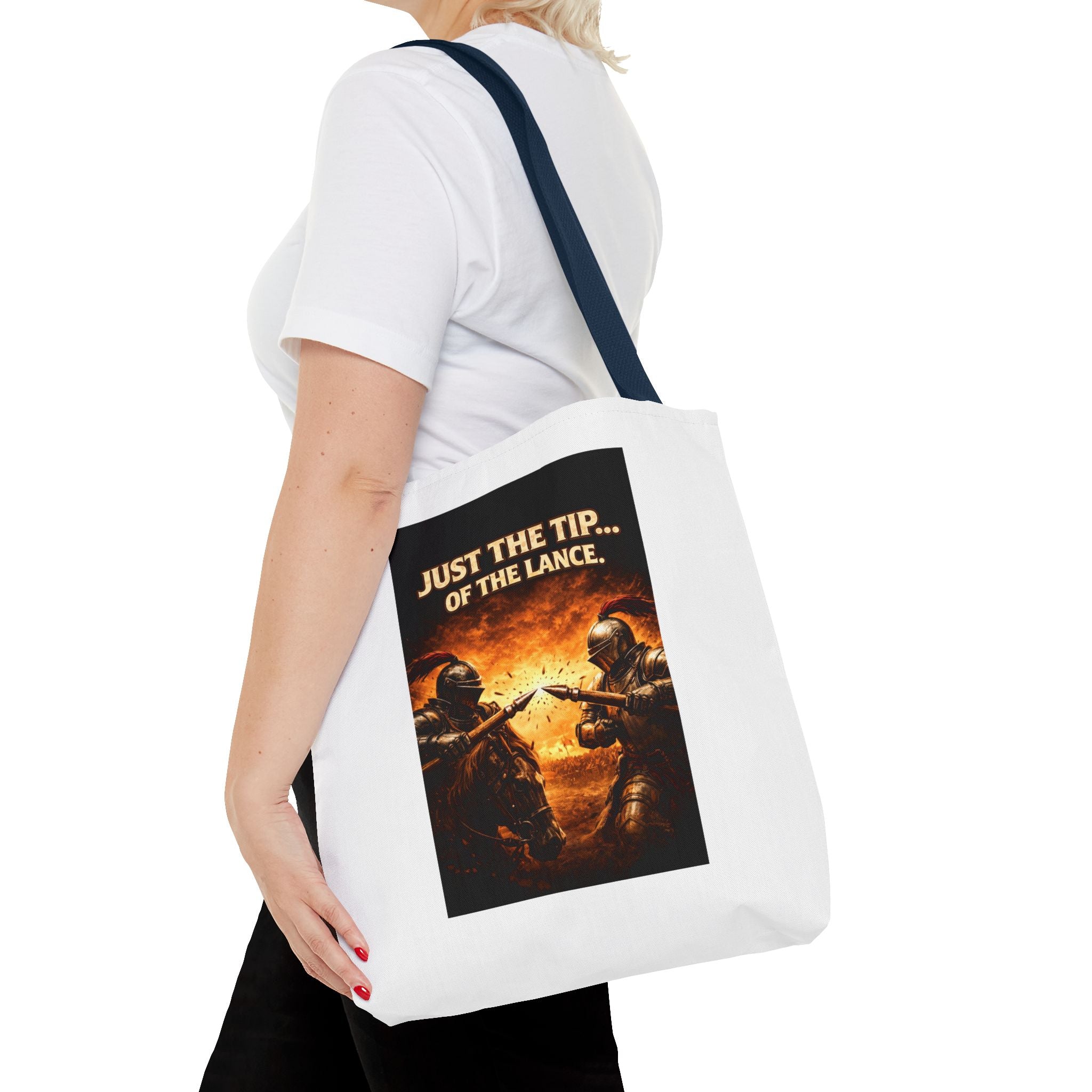 Tote Bag — "Just the Tip of the Lance" Medieval Knight Graphic Tote