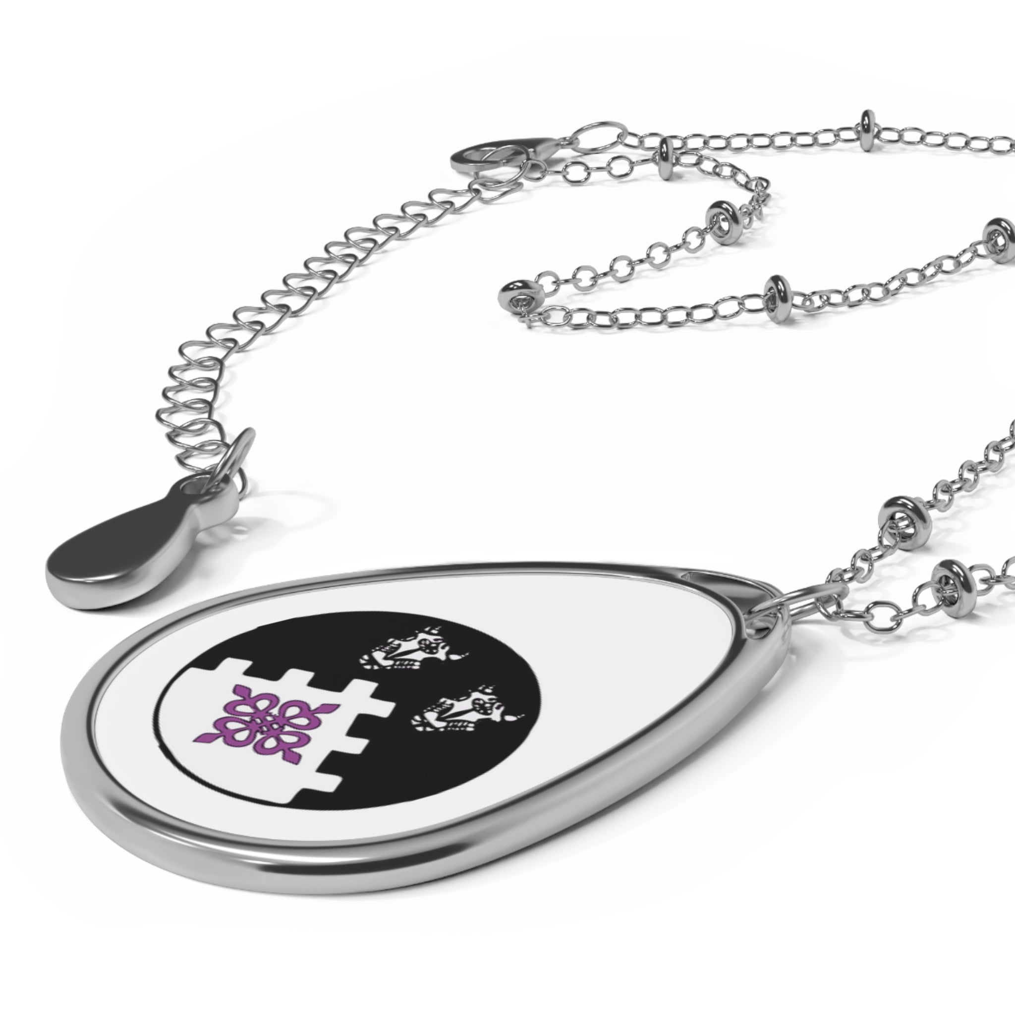 Oval Necklace — Gothic Moonstone Teardrop Pendant with Eo Hirth Motif