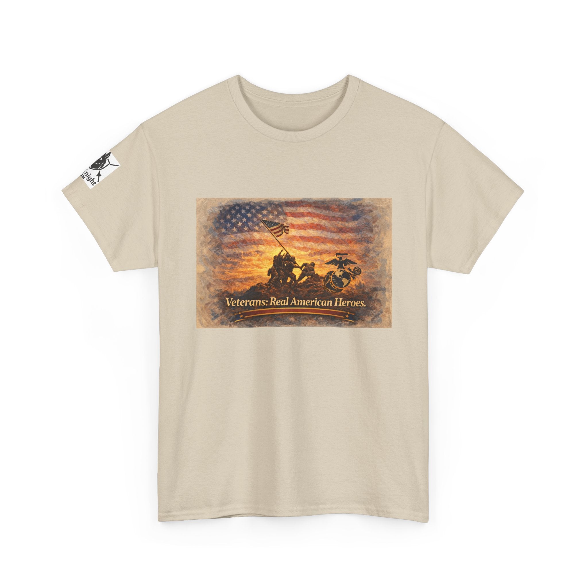 USA Flag Graphic Tee - "Veterans - Real American Heroes!"
