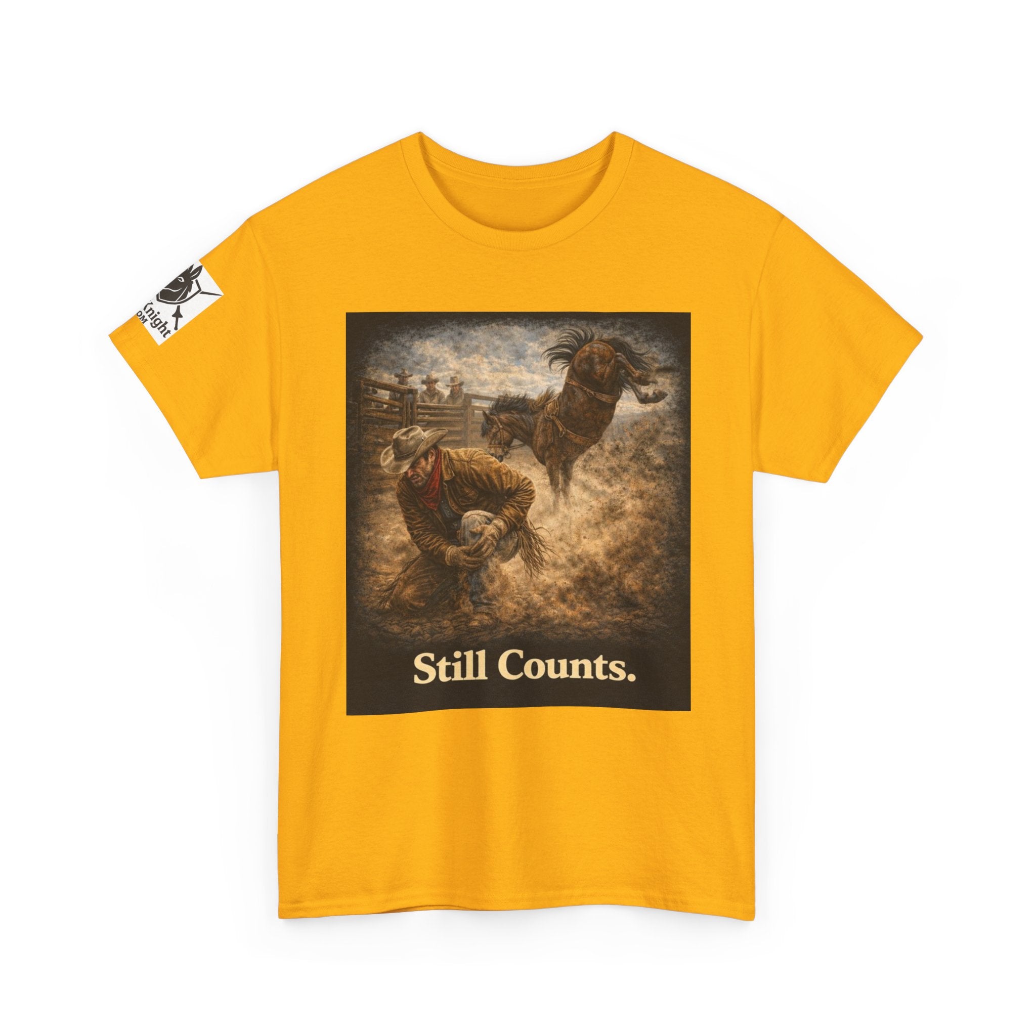 Rodeo Still Counts T-Shirt — Cowboy Landscape Graphic Tee