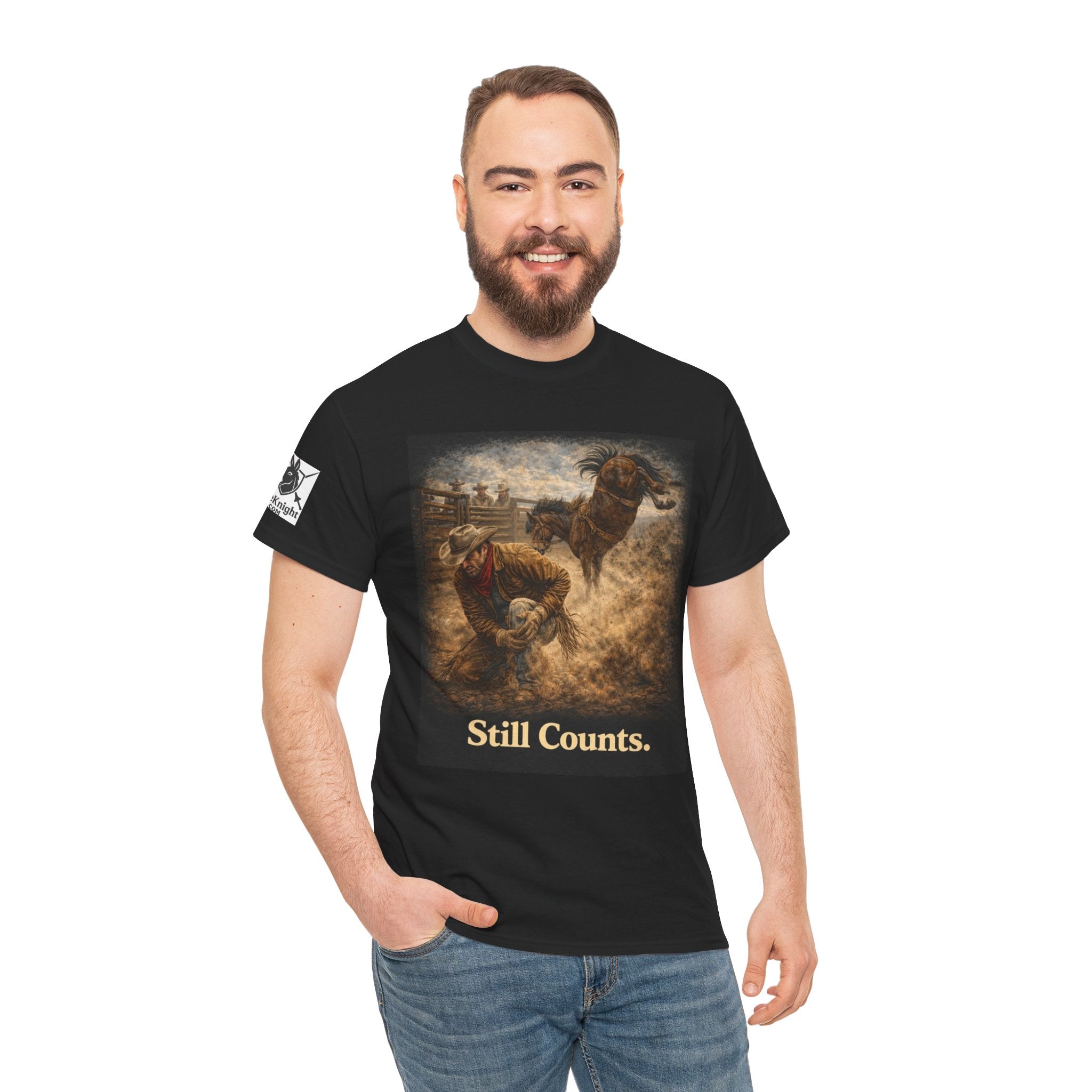 Rodeo Still Counts T-Shirt — Cowboy Landscape Graphic Tee