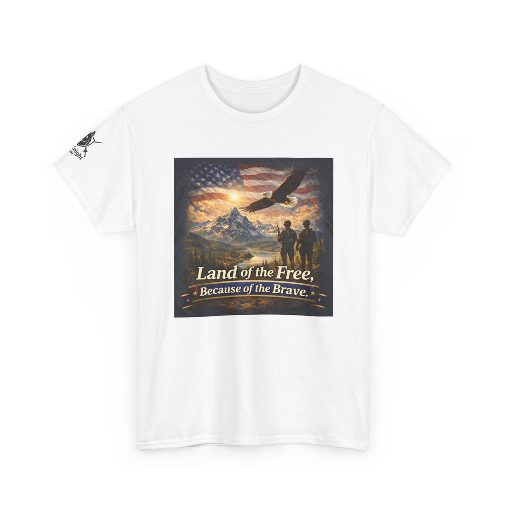 USA Flag Graphic Tee - "Land of the Free -Because of the Brave!"