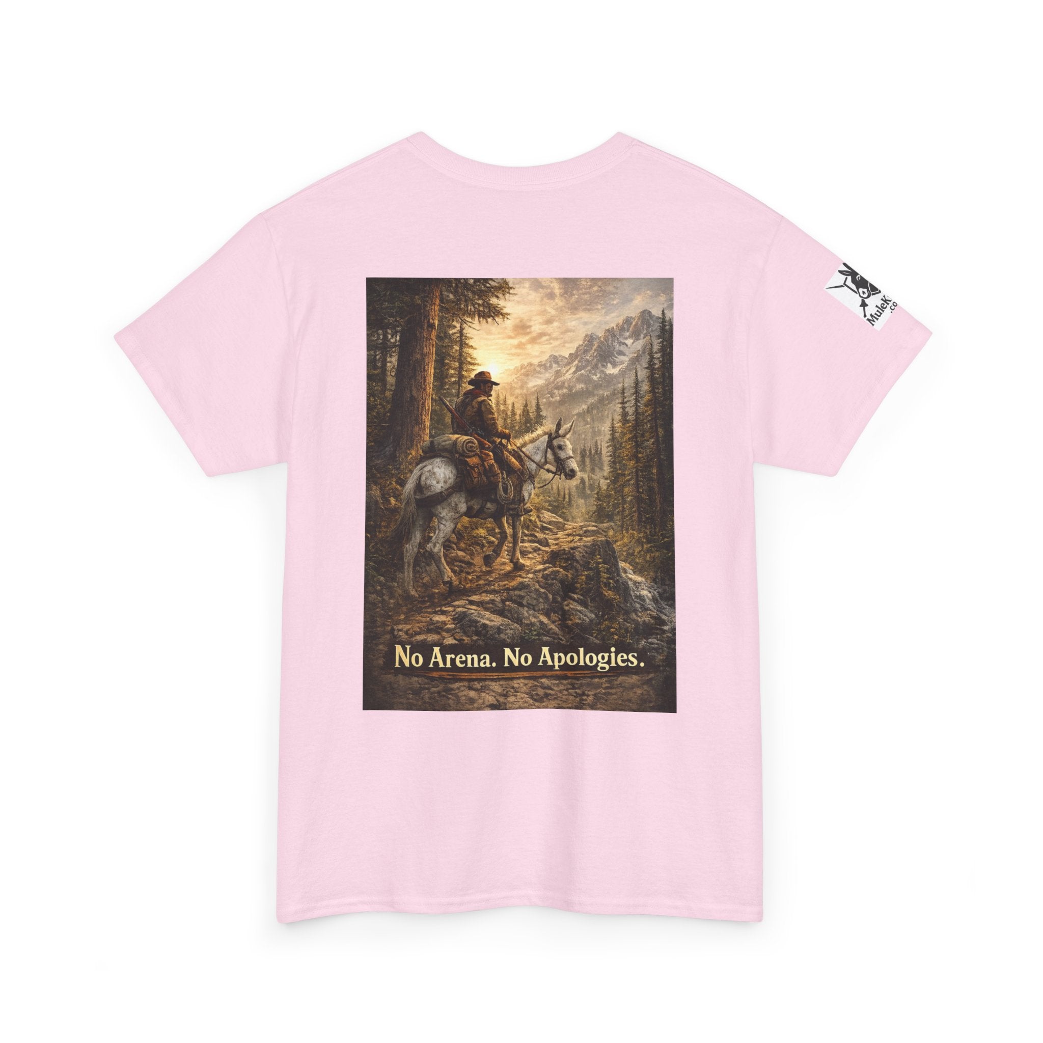 T-Shirt — 'No Arena. No Apologies.' Western Cowboy Scenic Graphic Tee