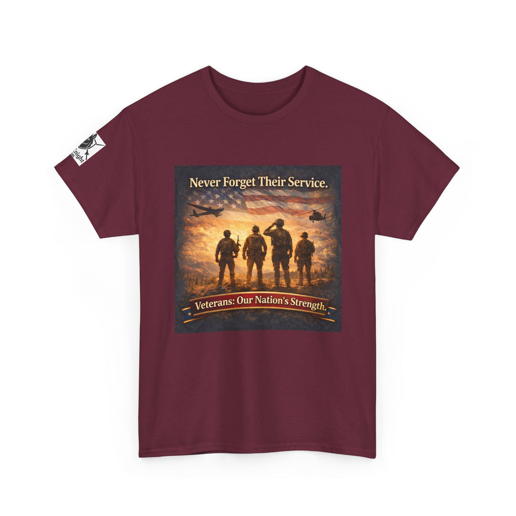 USA Flag Graphic Tee - "Never Forget their Service -Veterens our nations strength!"