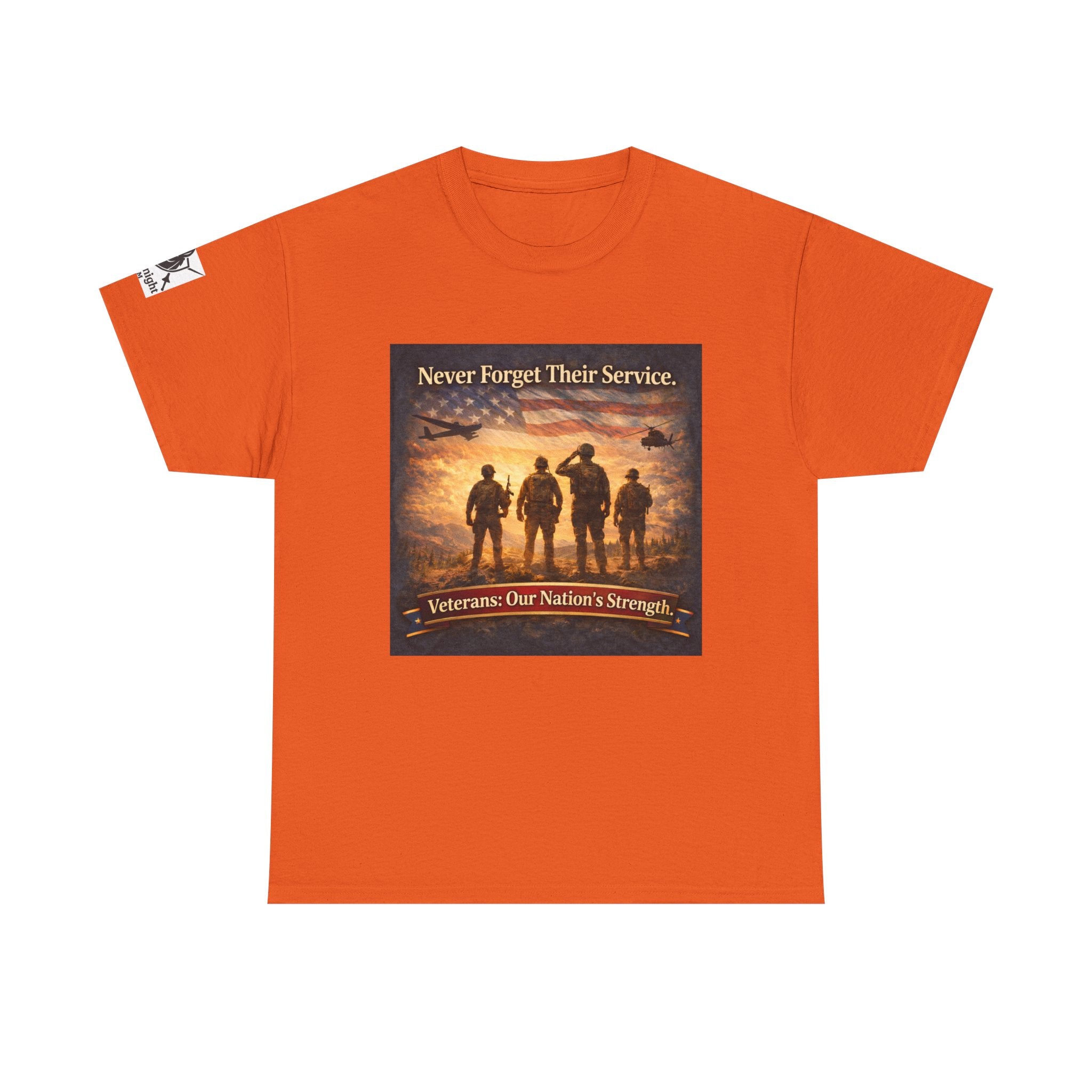 USA Flag Graphic Tee - "Never Forget their Service -Veterens our nations strength!"