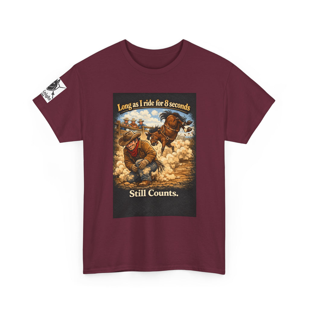 Rodeo As long as I ride 8 seconds - Still Counts T-Shirt — Cowboy Landscape Graphic Tee