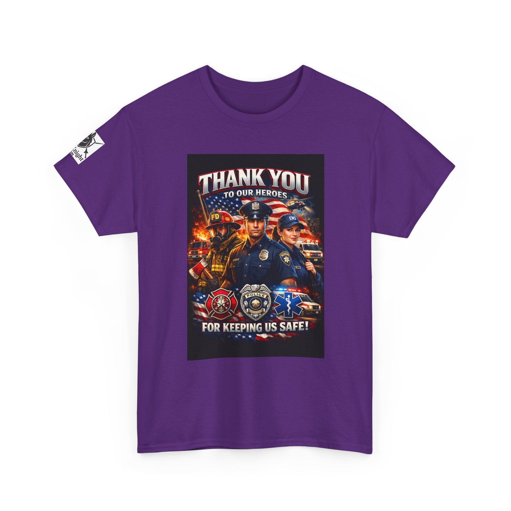 USA Flag Graphic Tee - "Thank you to our Heroes- For keeping us safe!"