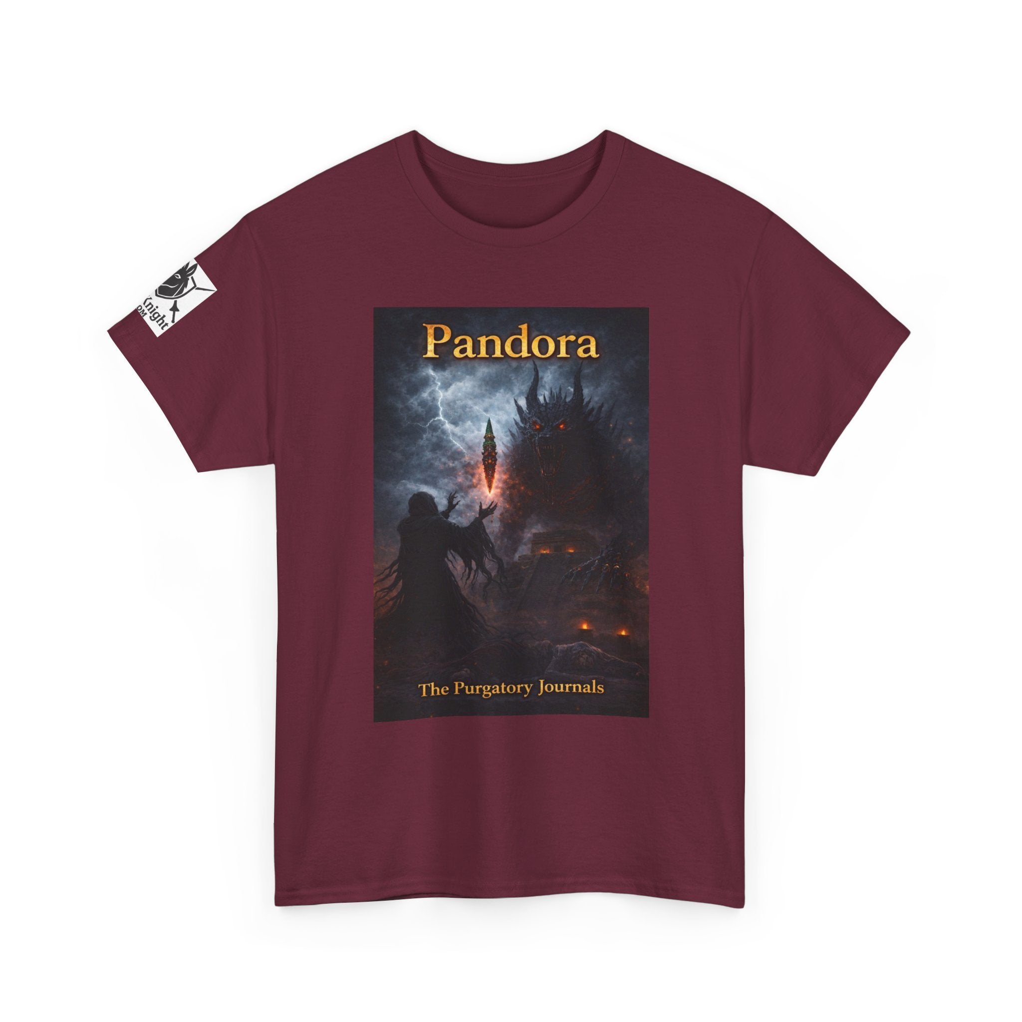 Pandora Summoning on Front - Pandora book cover on back -Purgatory Journals Book 3 -   Fantasy Novel tee
