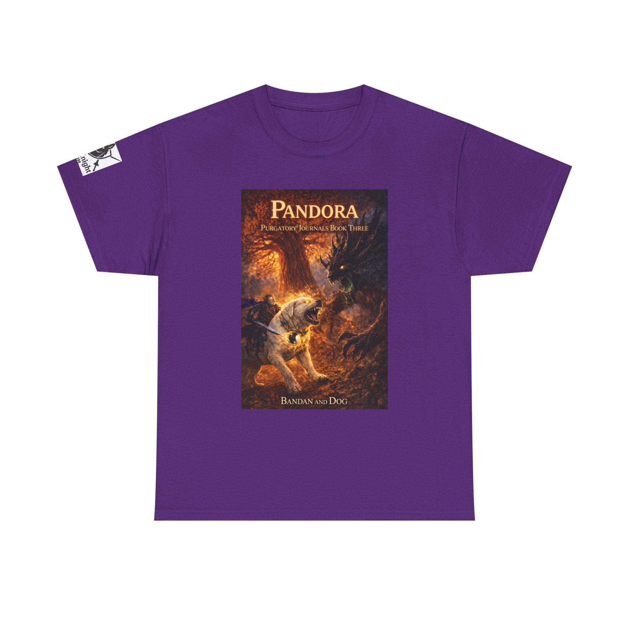Pandora Bandan and Dog on Front - Pandora book cover on back -Purgatory Journals Book 3 -  Graphic Tee — Fantasy Novel tee