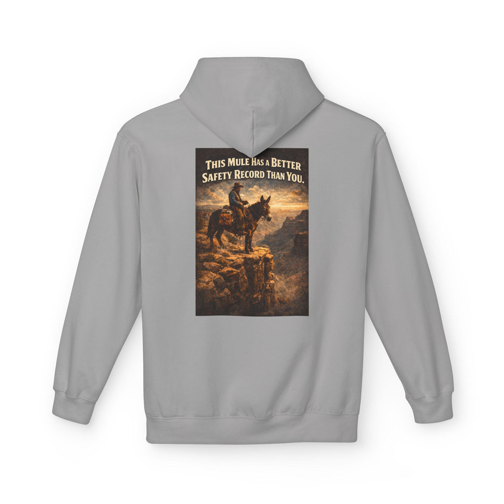 Riding Mule Graphic Hoodie – "This Mule Has a Better Safety Record Than You" Outdoor Adventure Sweatshirt